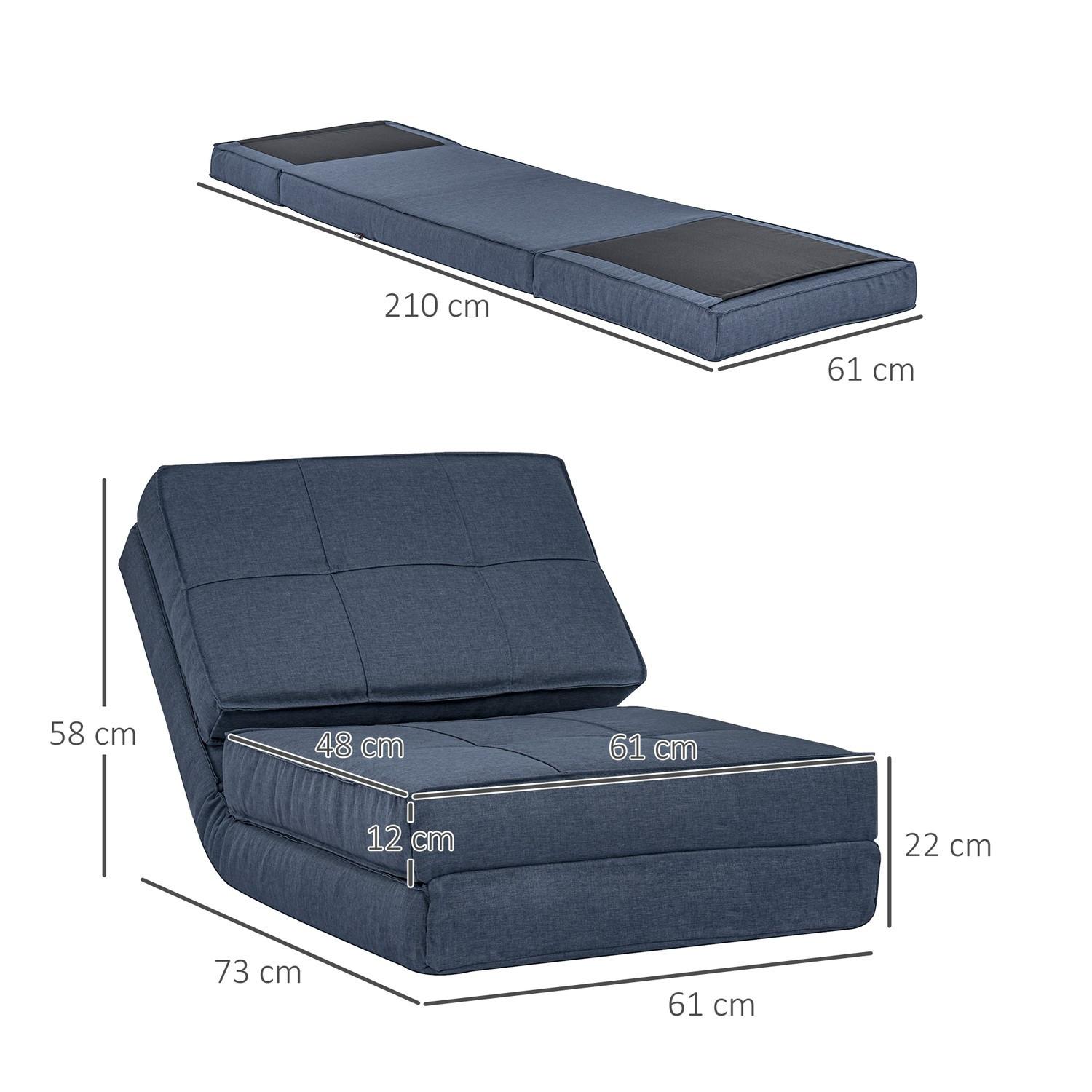 Northio Bodensofa Klappbar Schlafsessel Bodenstuhl 5-Stuhfig Verstellbar Klappsessel Schlafsofa Sofabett Einzelsofa Dunkelblau 61 X 73 X 58 Cm