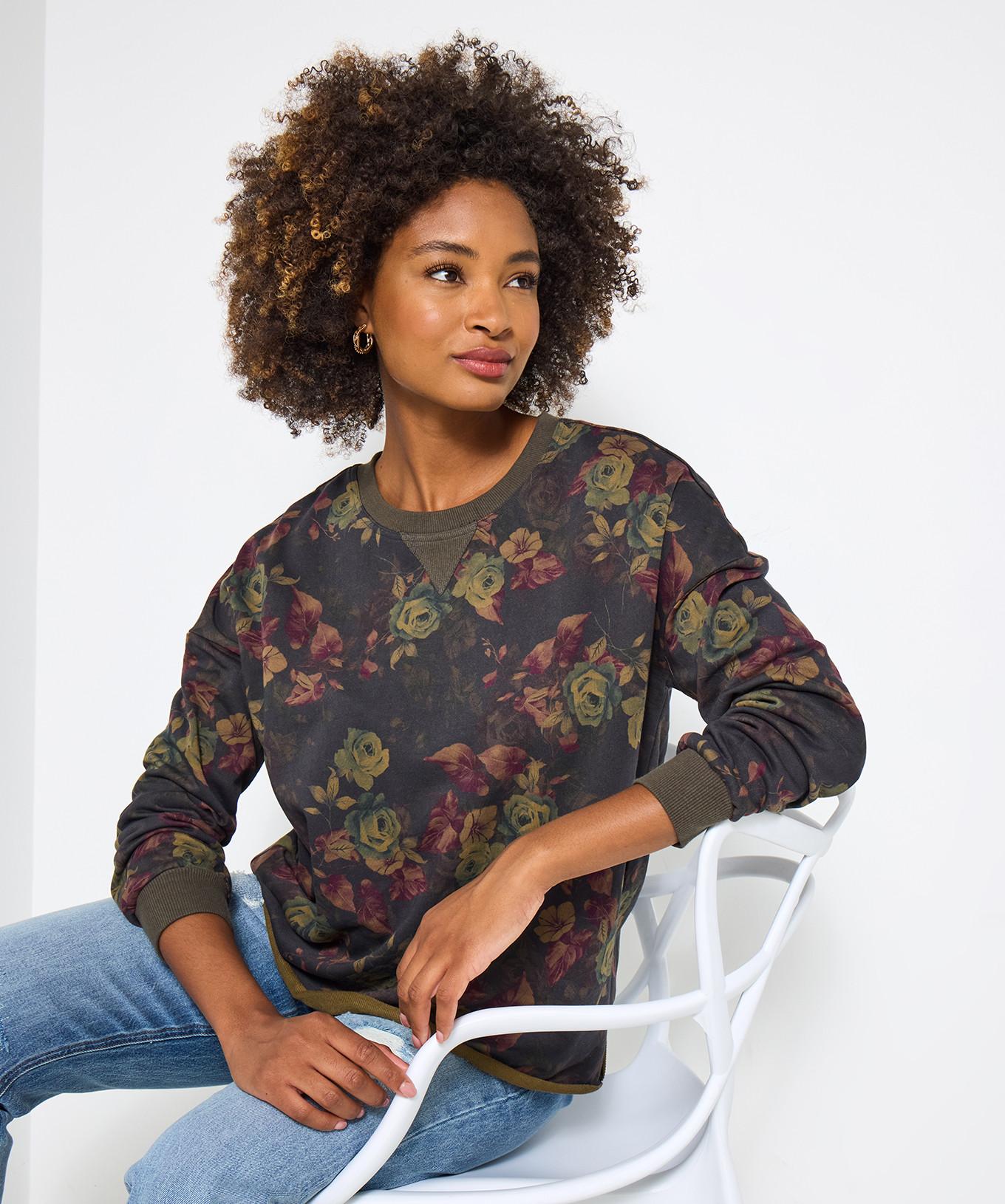 Joe Browns Sweatshirt mit Blumenmuster und Rundhalsausschnitt