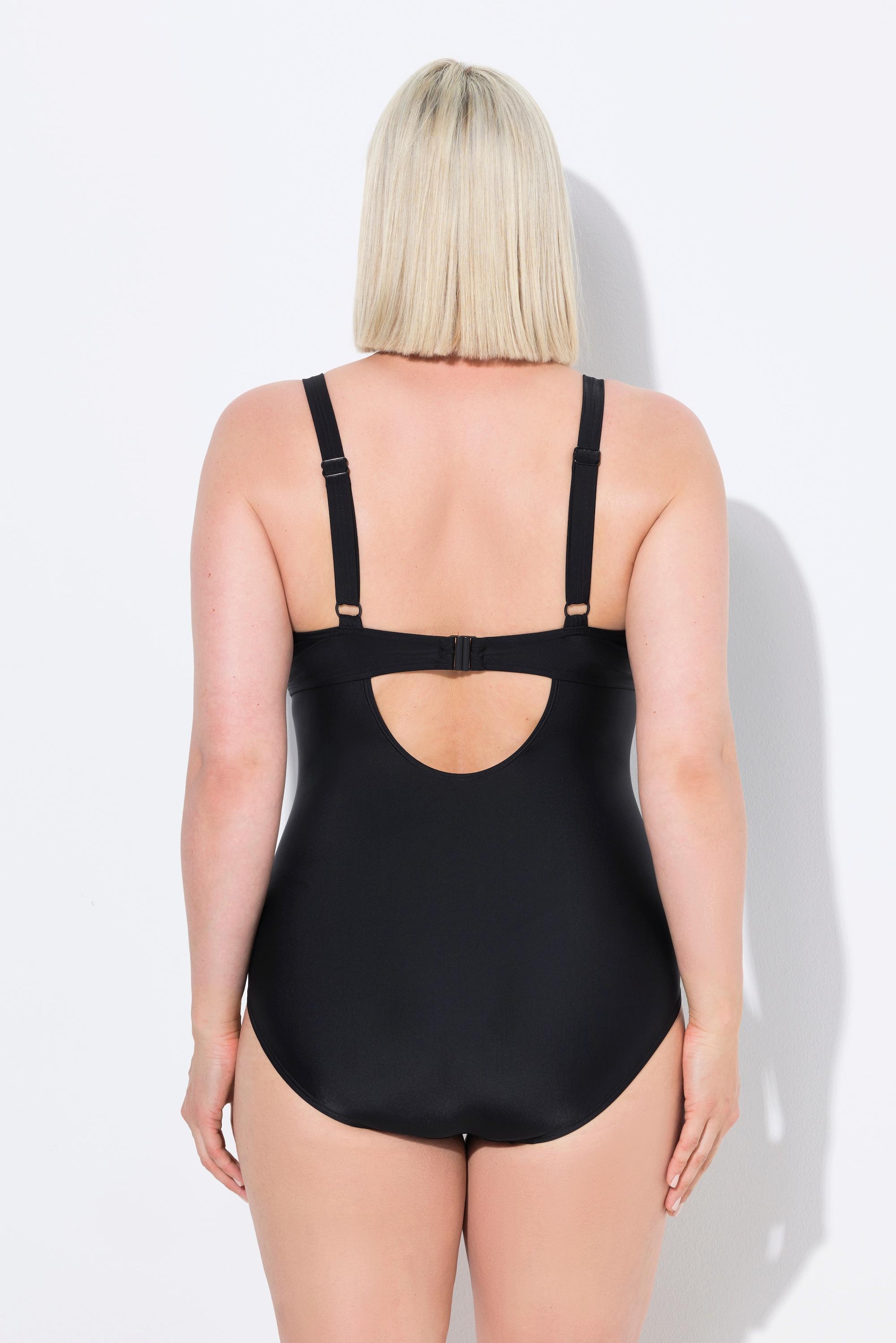 Ulla Popken Badeanzug, Ösen, Softcups, Träger verstellbar, recycelt