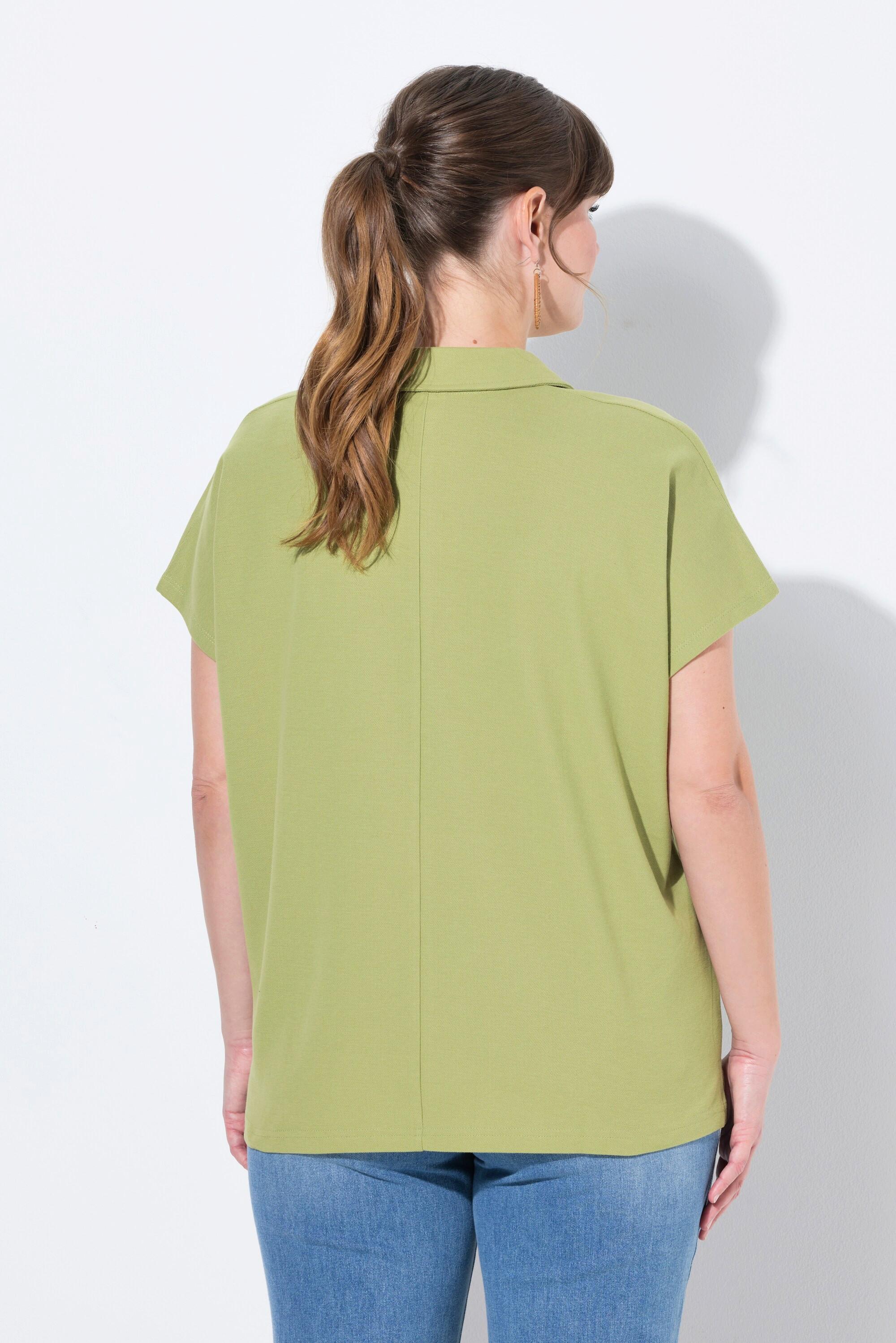 Ulla Popken Oversized Poloshirt mit Polokragen und Halbarm