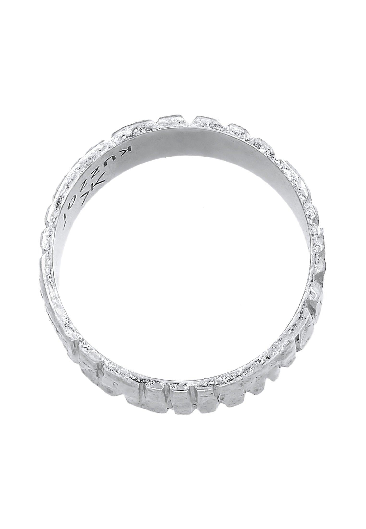 Kuzzoi Ring Bandring Breit Struktur Gehämmert 925 Silber