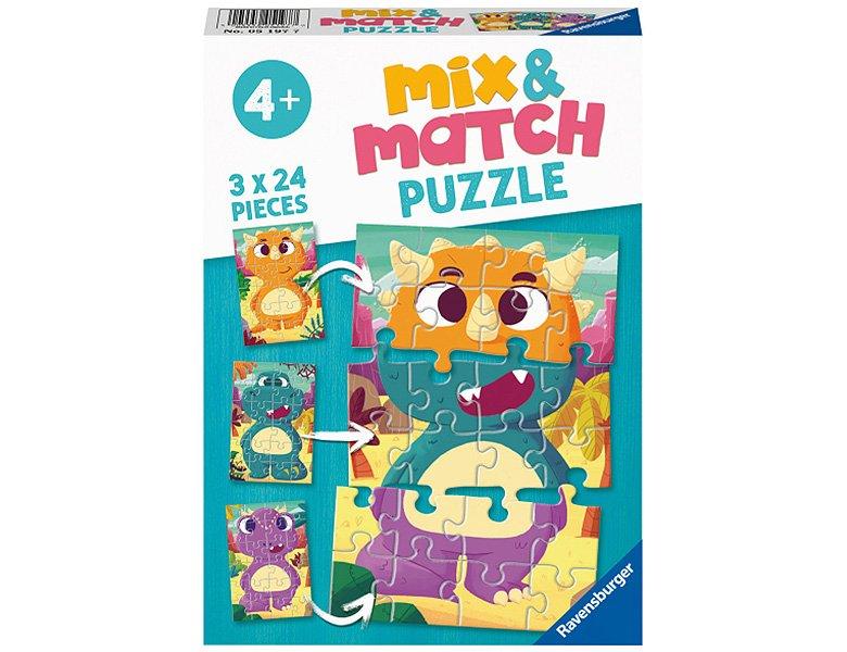 Ravensburger Ravensburger Kinderpuzzel 3x24 stukjes Mix & Match Schattige dino´s