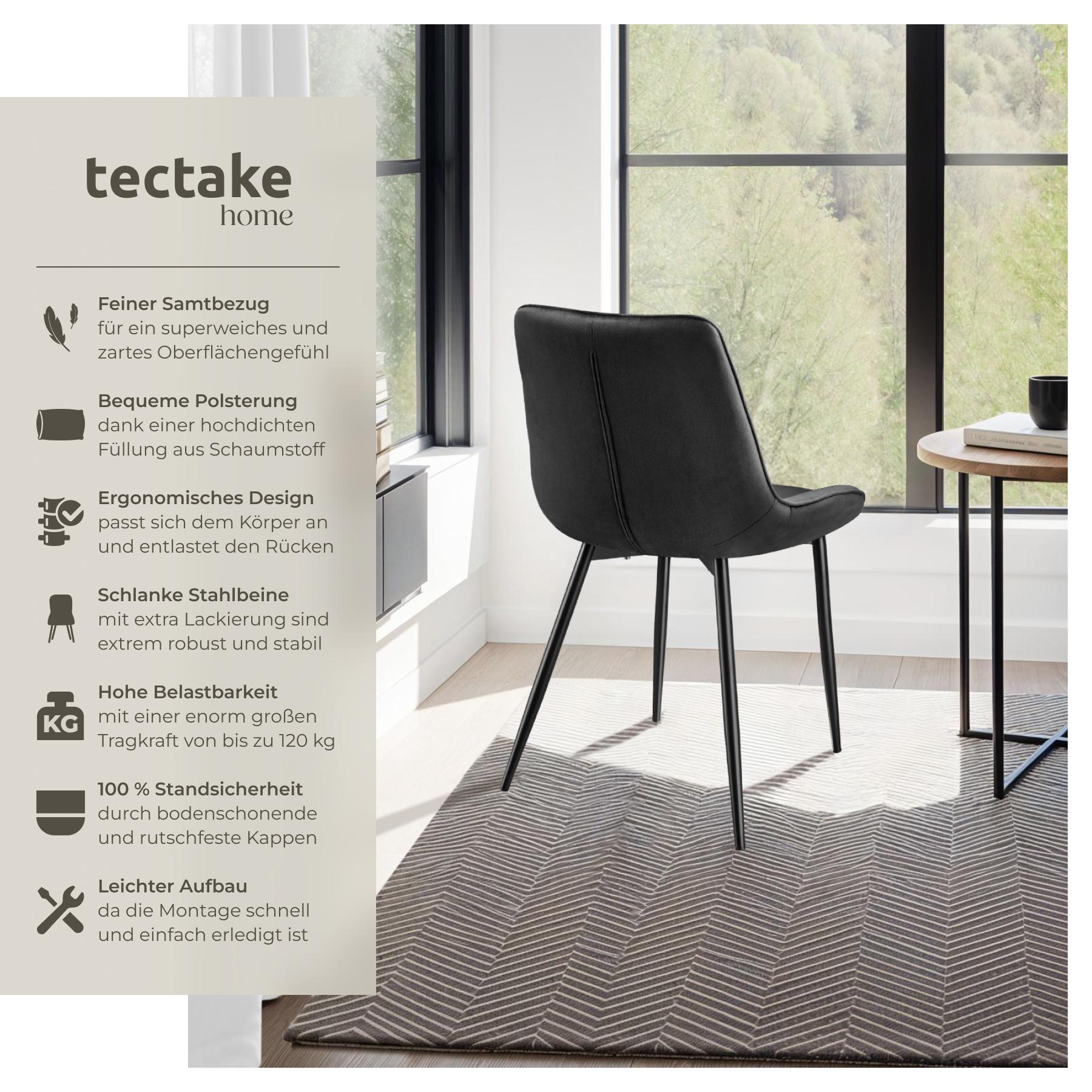 Tectake Set Stuhl Monroe Samtoptik