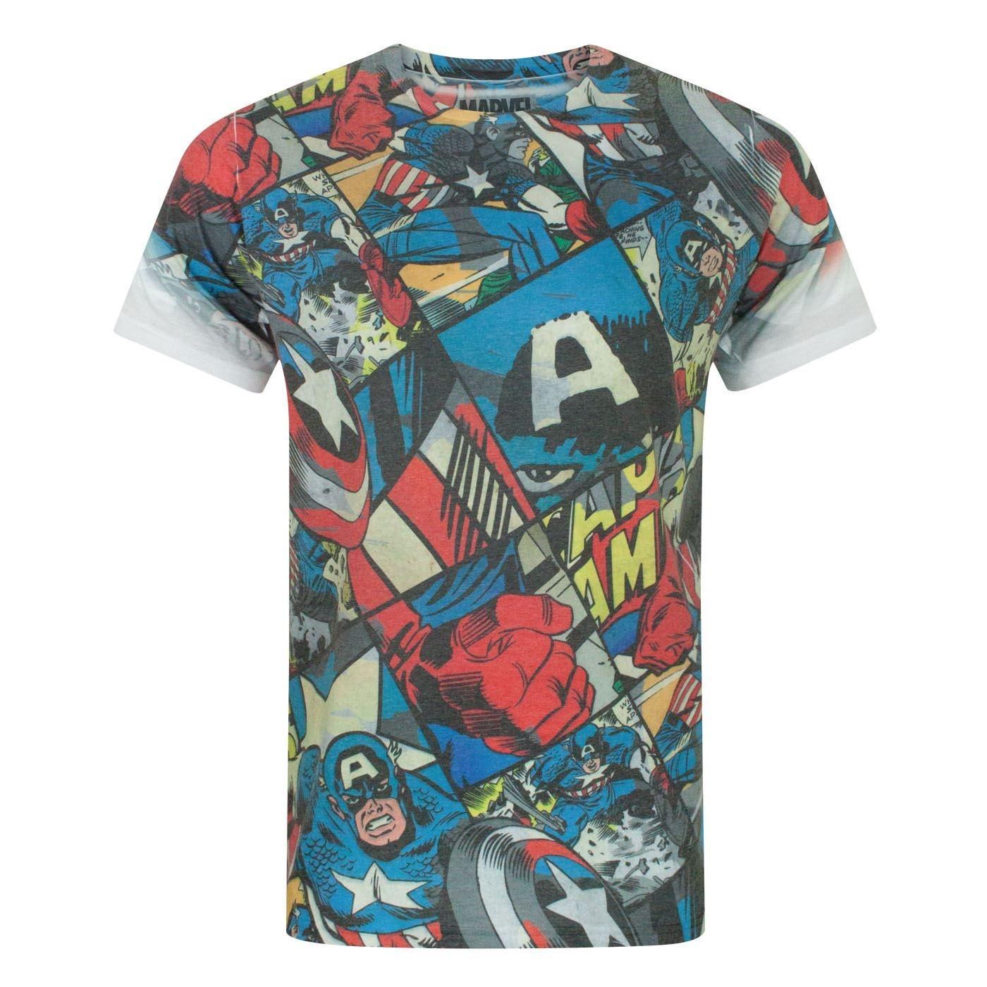 CAPTAIN AMERICA Comic Print T-Shirt