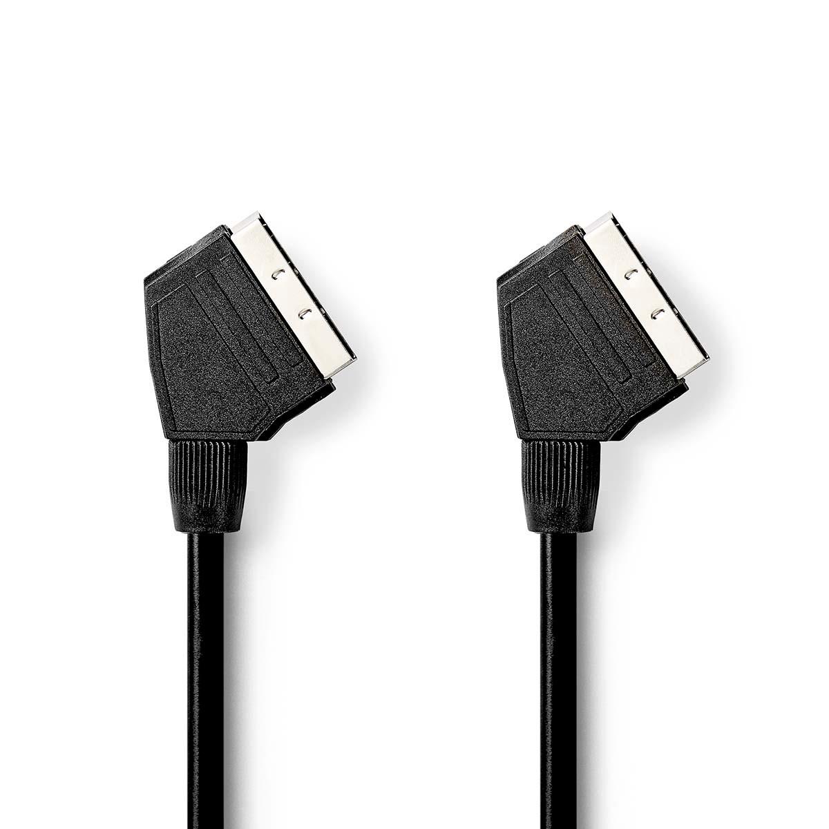 Nedis SCART-Kabel | SCART-Stecker | SCART-Stecker | Vernickelt | 480p | 2,00 m | Rund | PVC | Schwarz | Box