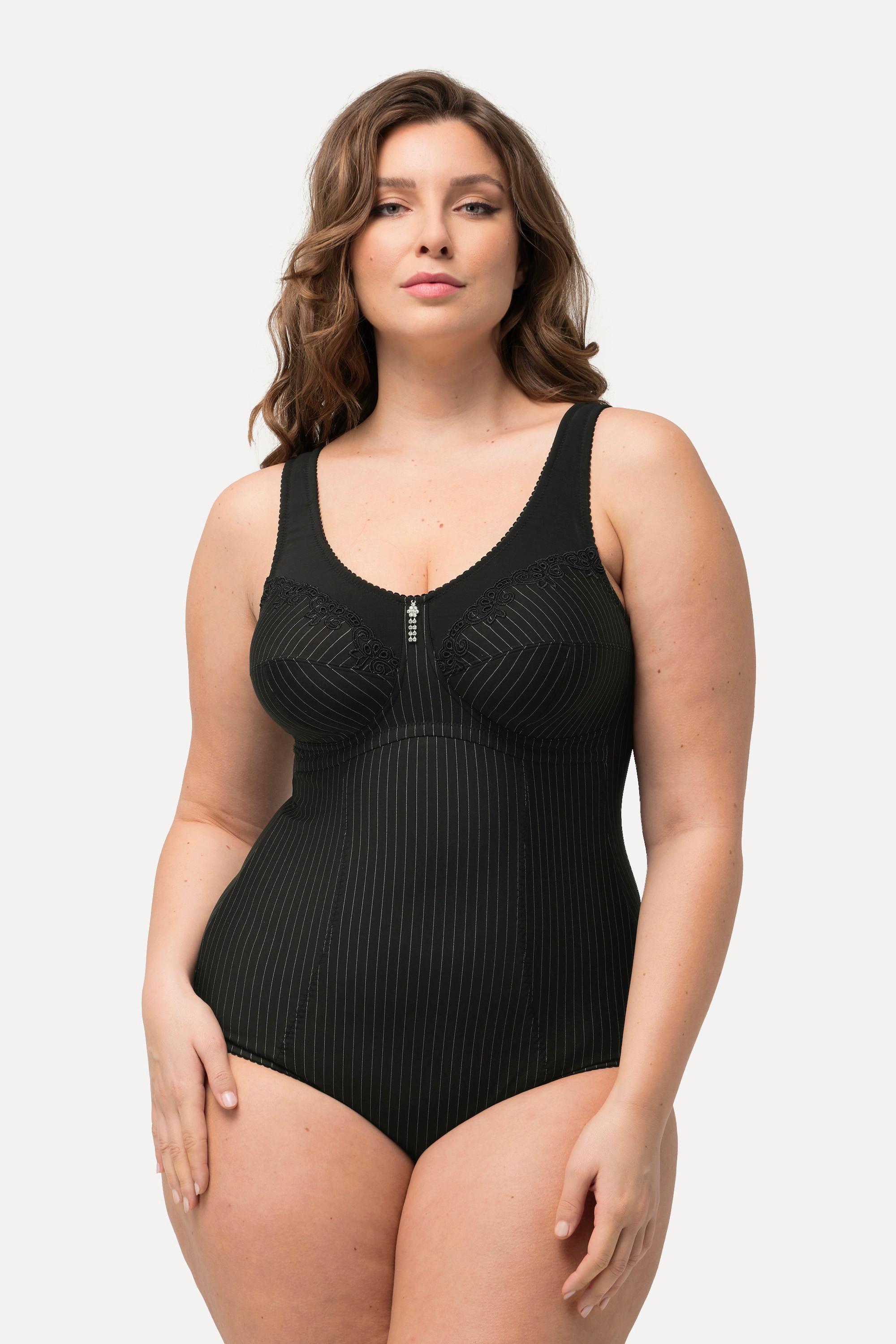 Ulla Popken Shaping-Body, Nadelstreifen, ohne BH tragbar