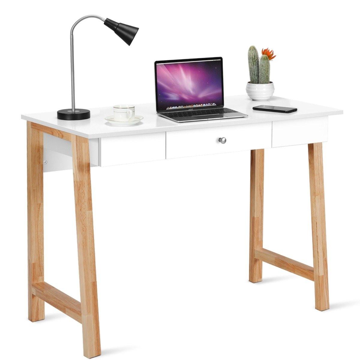 Northio Schreibtisch mit Schublade Computertisch Schminktisch Bürotisch Natur