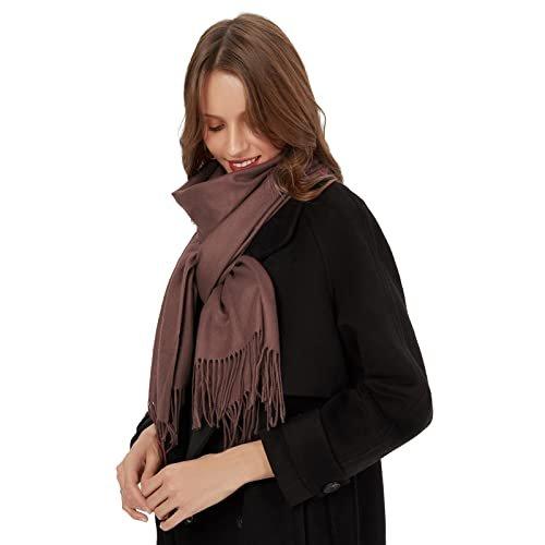 Only-bags.store Schal Warm Herbst unifarben Baumwolle mit quasten/fransen, 40+ Farben Einfarbig & Kariert Pashmina,