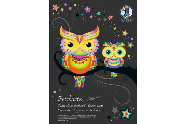 Ursus URSUS Fotokarton-Block A4 3704699SE 300g, 10 Farben int. 10 Blatt