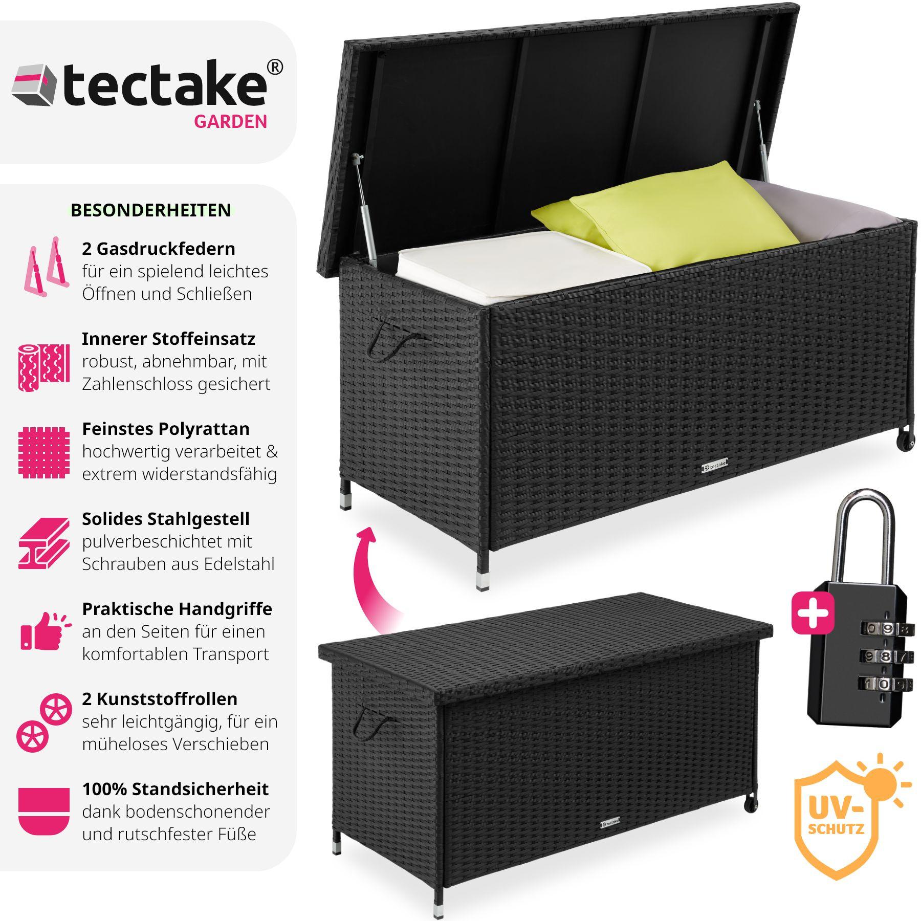 Tectake Auflagenbox Kiruna mit Kunststoffgeflecht