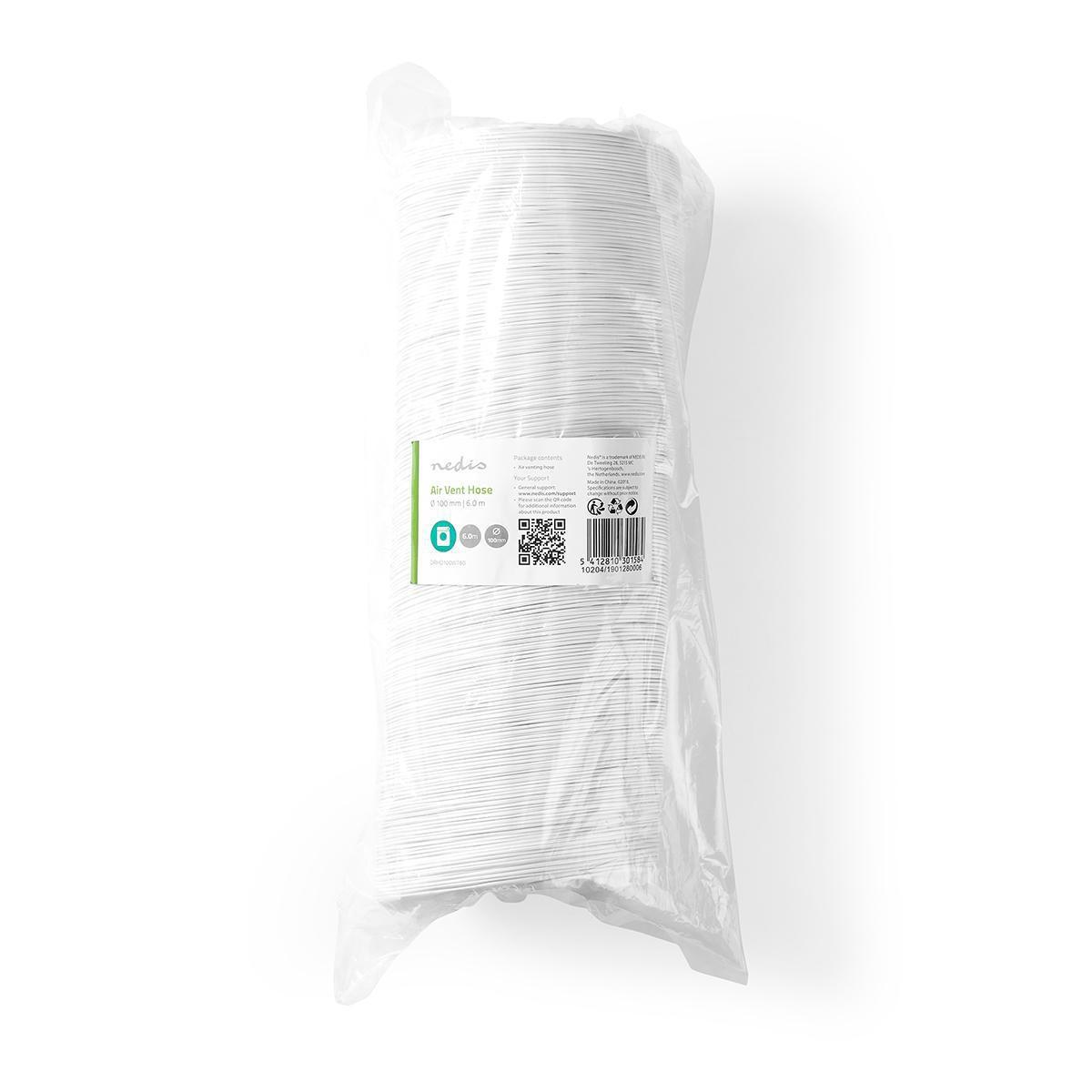 Nedis Luftauslassschlauch PVC | 100 mm | 6,00 m | Geeignet für: Belüftung / Wäschetrockner | Weiß