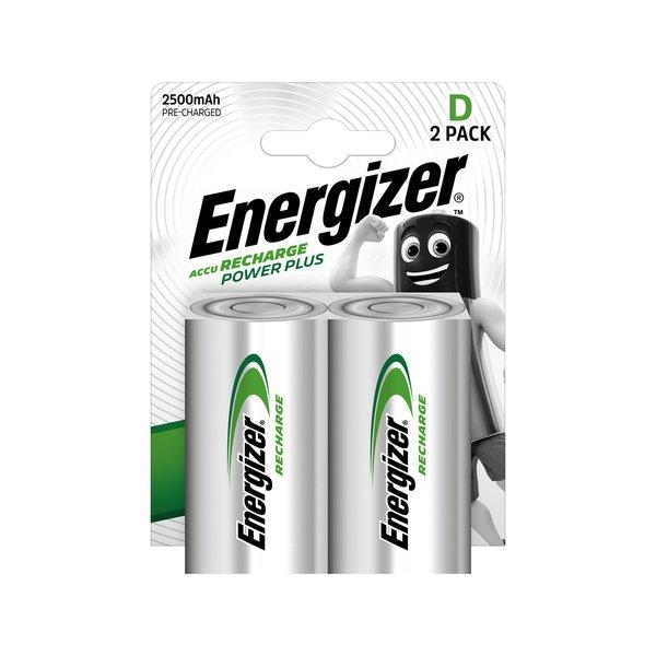 Energizer Power Plus (D) Aufladbare Batterien, 2 Stück