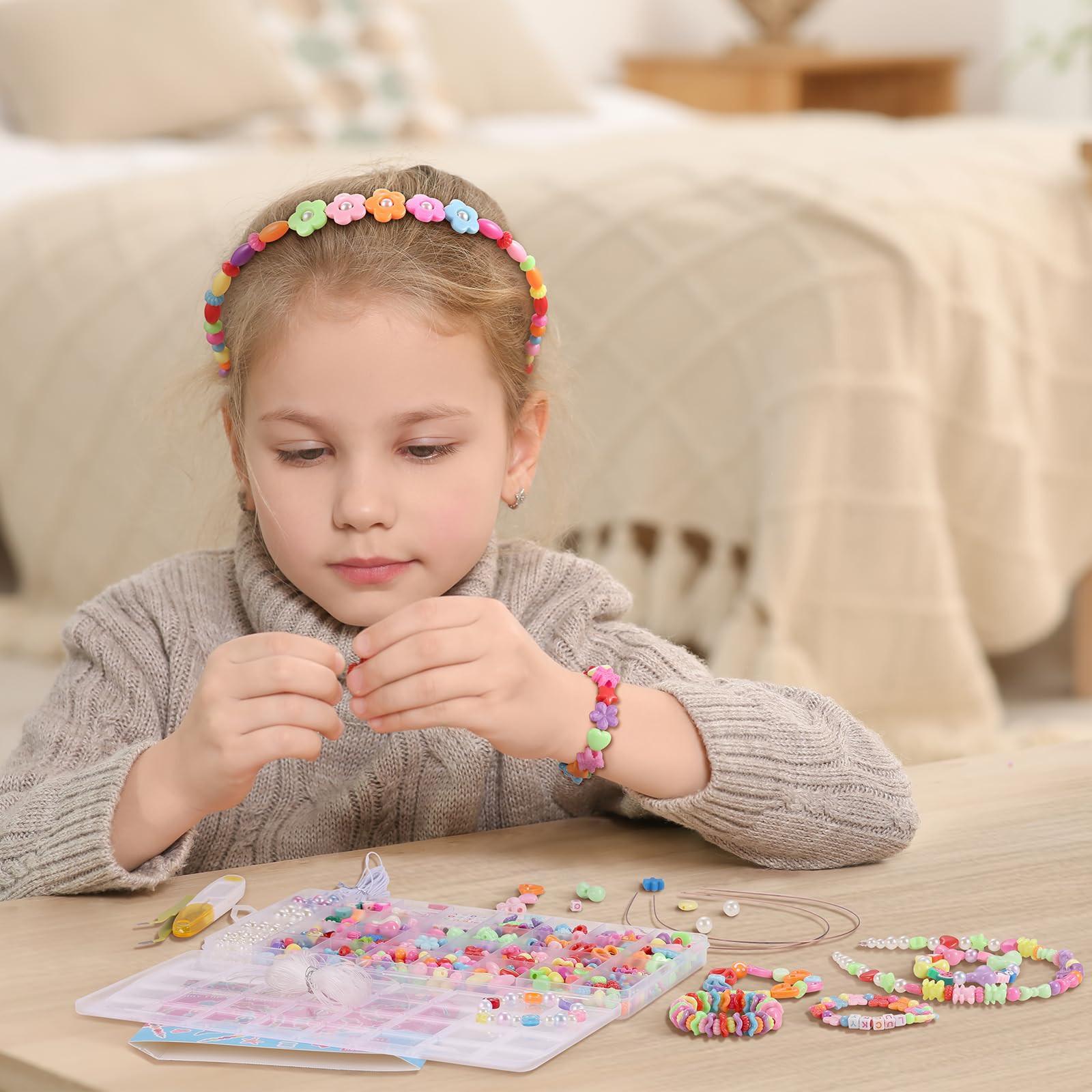 Activity-board Perlen zum Auffädeln, 32 Arten von Perlen für Armbänder Schmuck, Perlen-Set Handwerk Kit Kinder, DIY Freundschaft Armbänder Armbänder do it yourself
