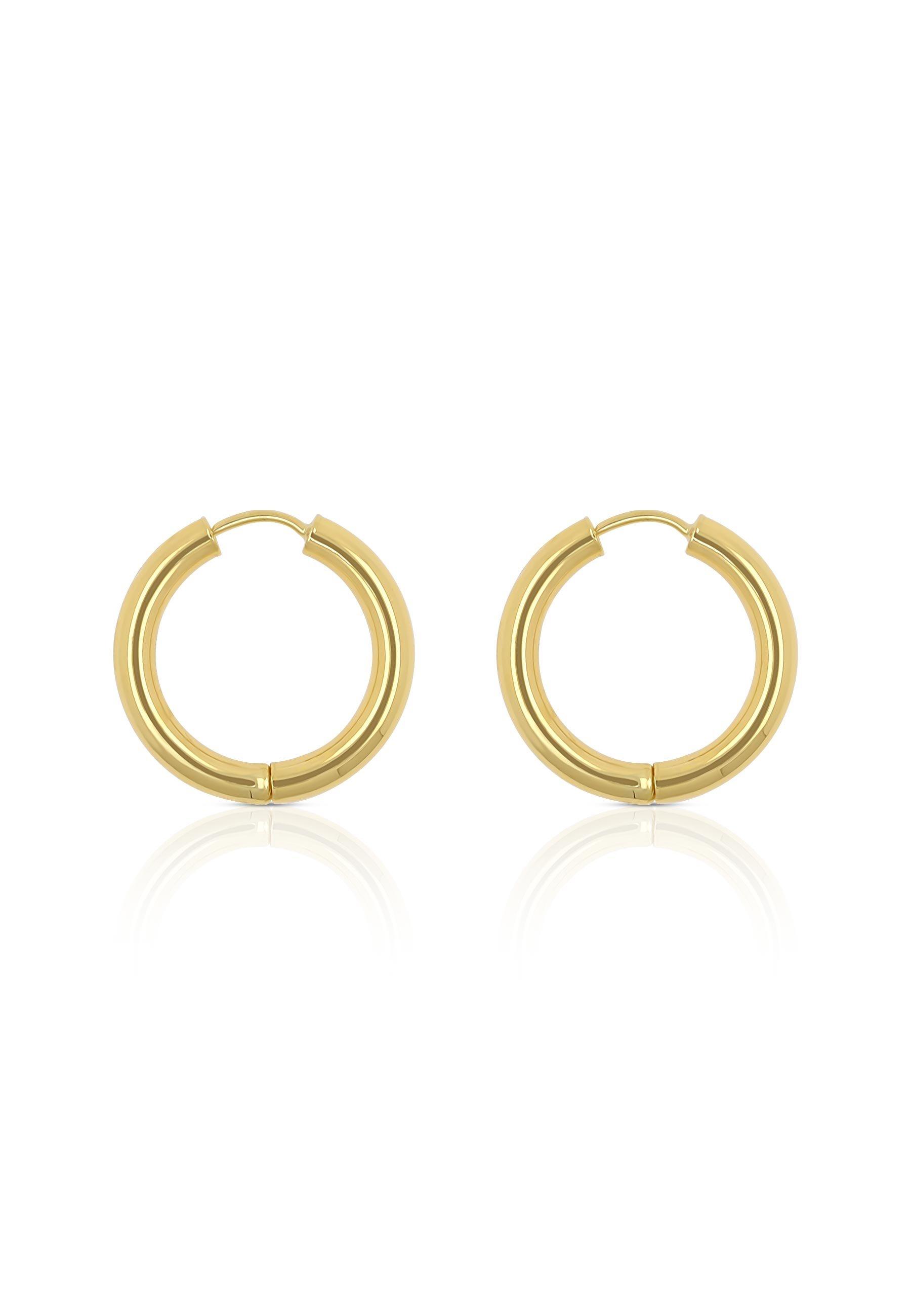 MUAU Schmuck Creolen Gelbgold 750 Runddraht Scharnier 21mm