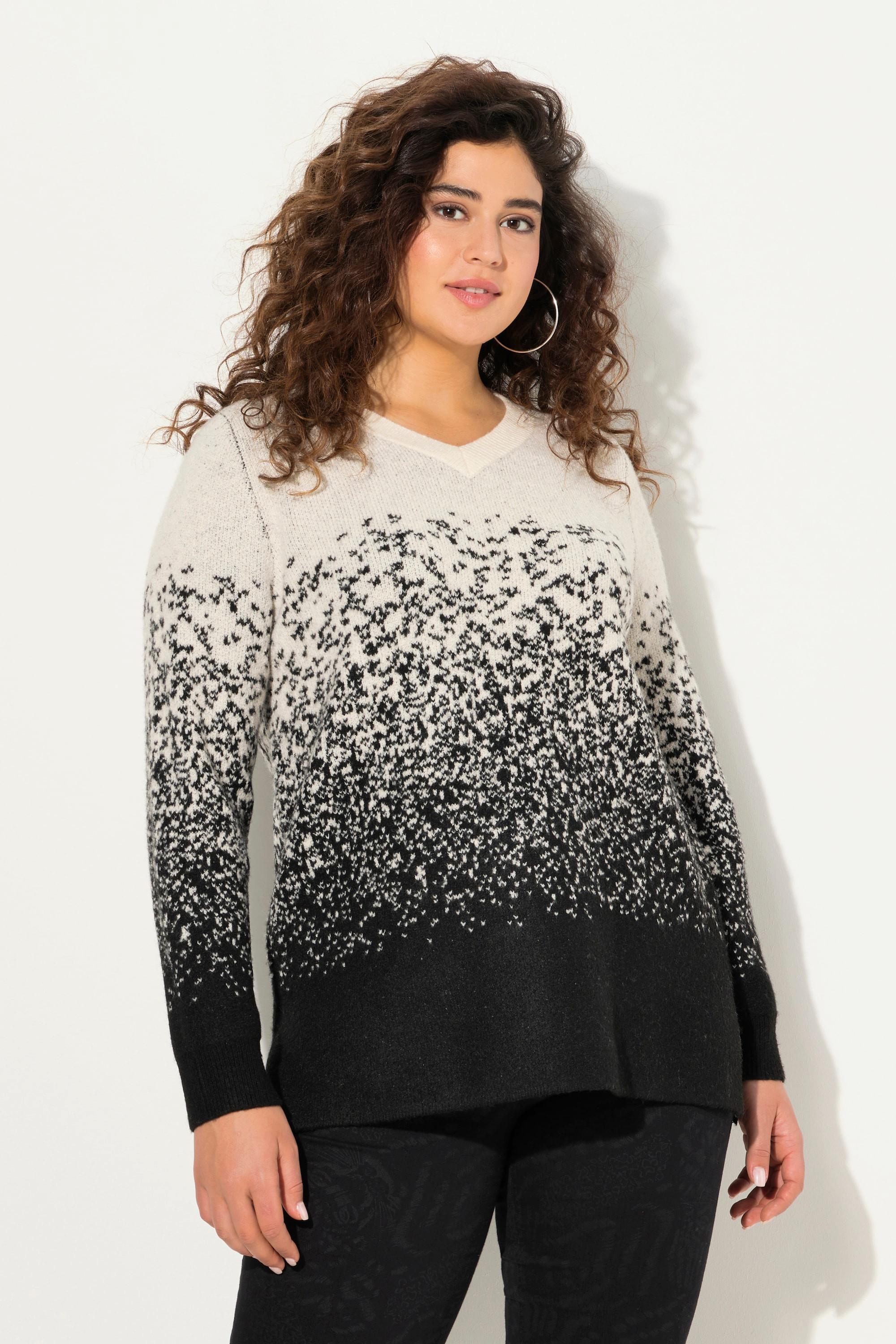 Ulla Popken Pullover, Farbverlauf, A-Linie, V-Ausschnitt, Langarm