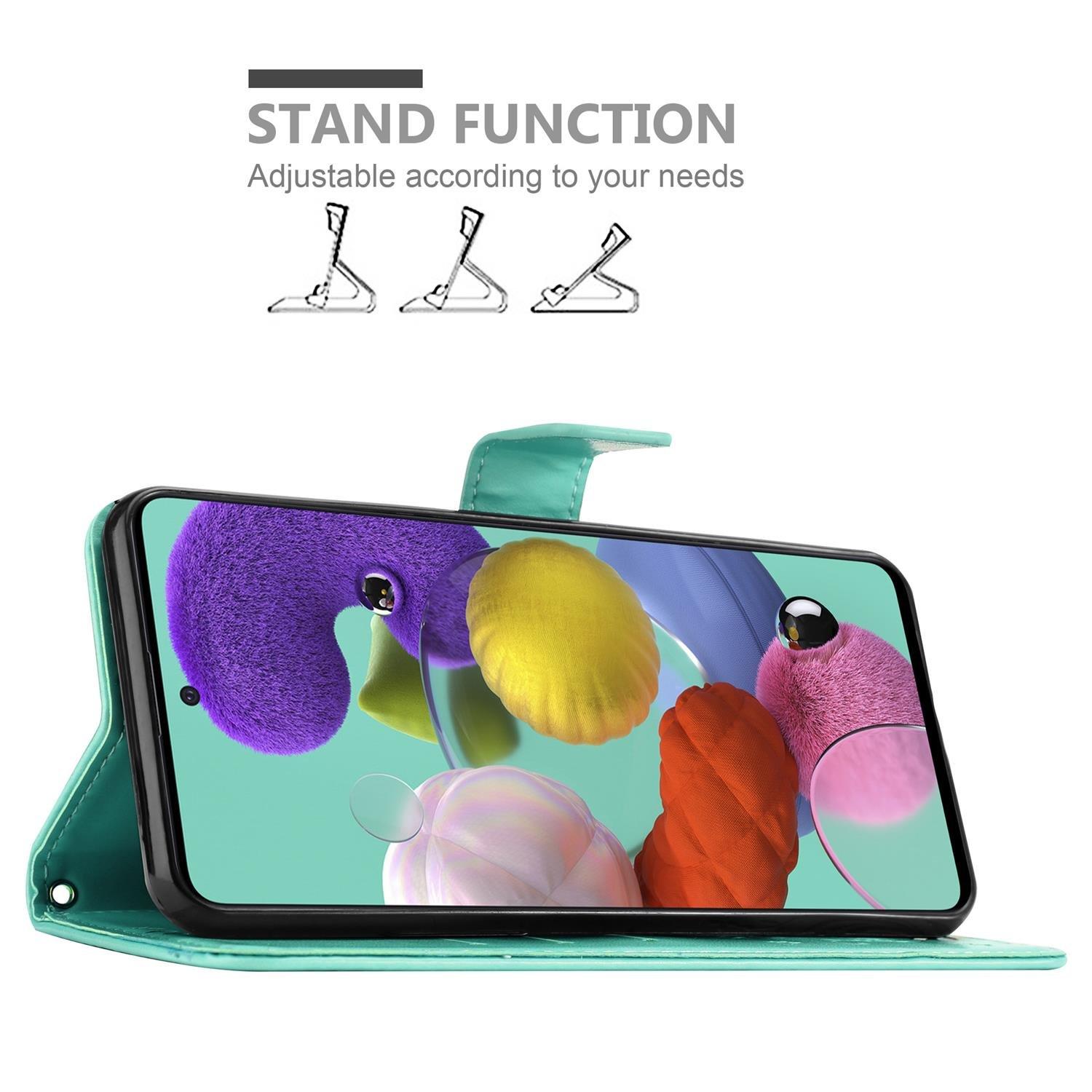 Cadorabo Hülle für Samsung Galaxy A51 5G Blumen Design Magnetverschluss