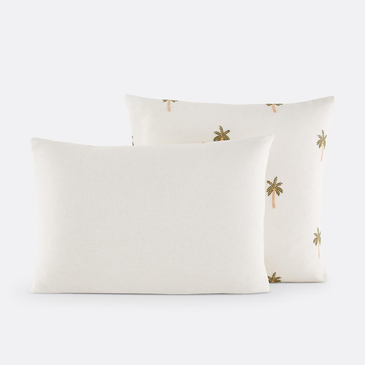 La Redoute Intérieurs Kissenbezug Ravenel aus Baumwolle/gewaschenem Leinen mit Stickerei