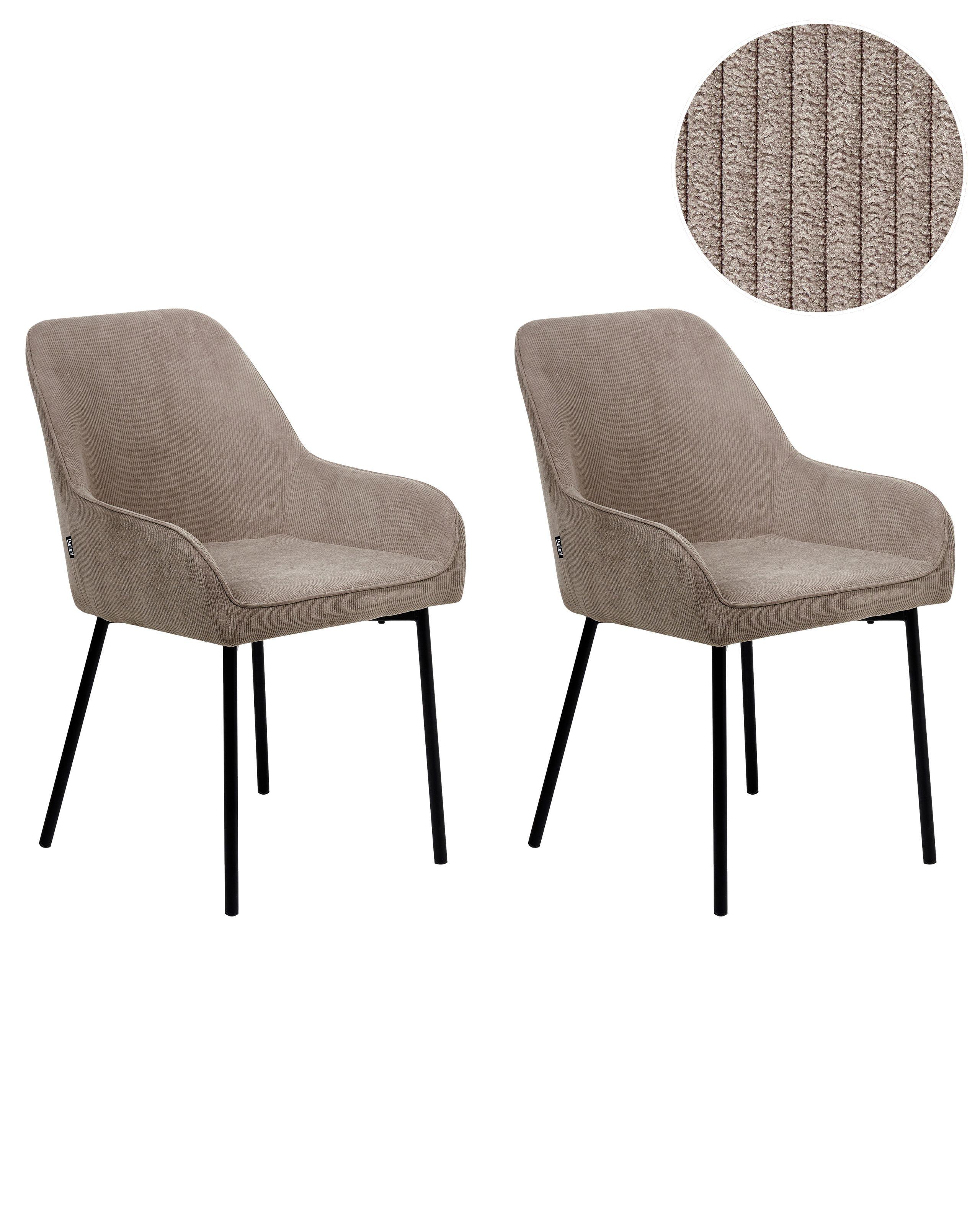 Beliani Esszimmerstuhl 2er Set aus Cord Glamourös LOVERNA