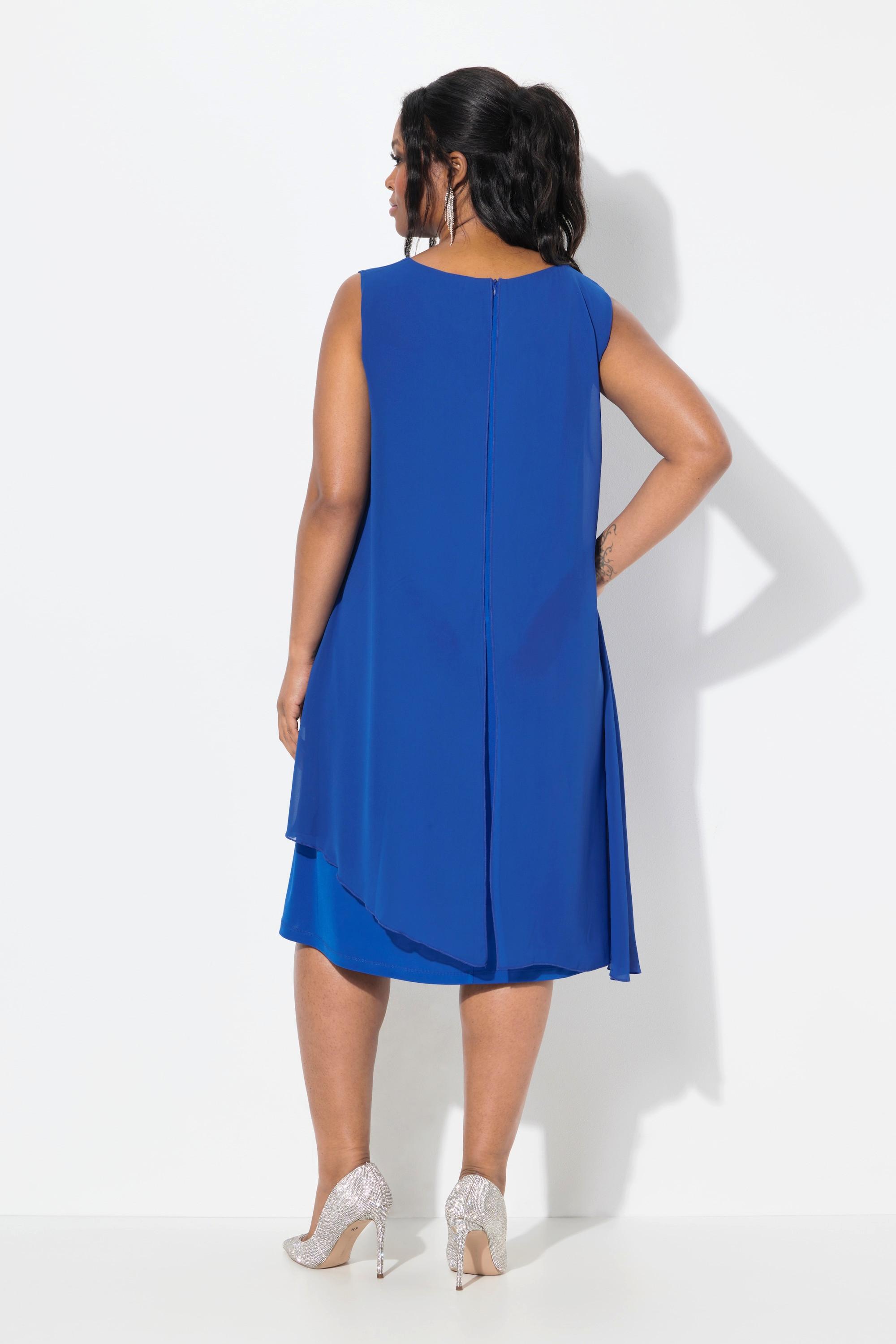 Ulla Popken Doppellagiges A-Linien Kleid ärmellos Rundhals