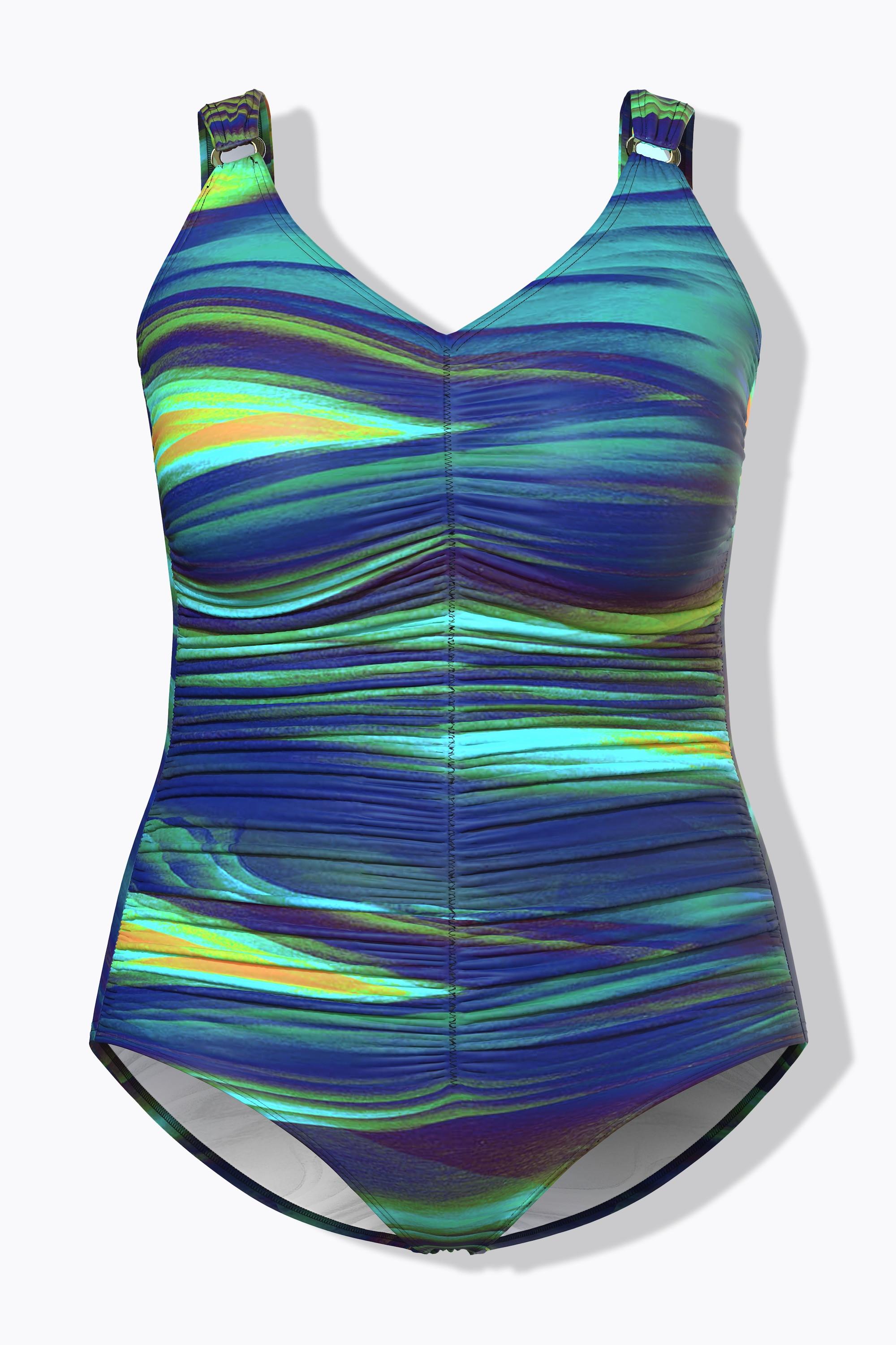 Ulla Popken Badeanzug, Raffung, Softcups, recycelt