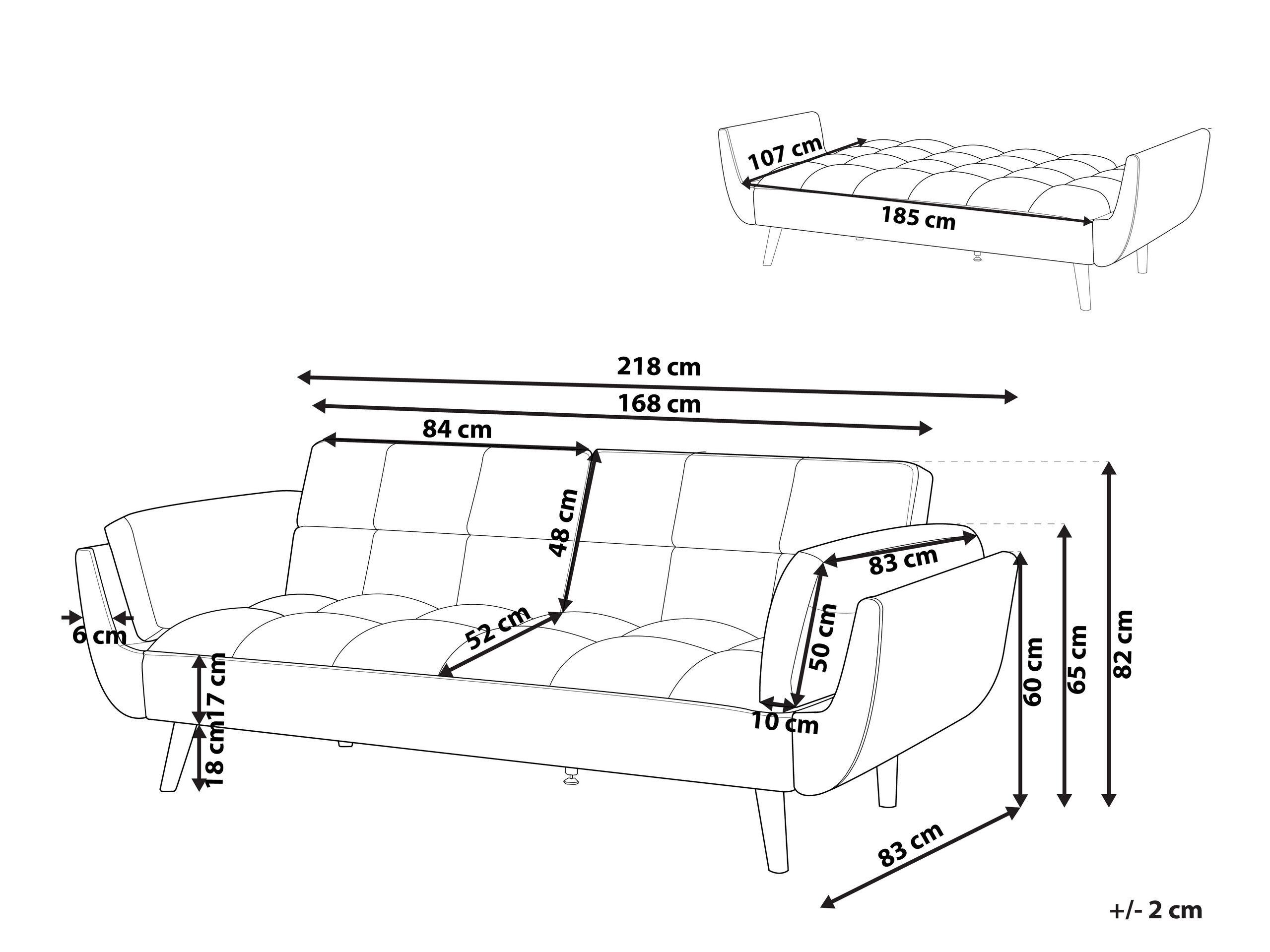 Beliani Schlafsofa aus Samtstoff Retro ASBY
