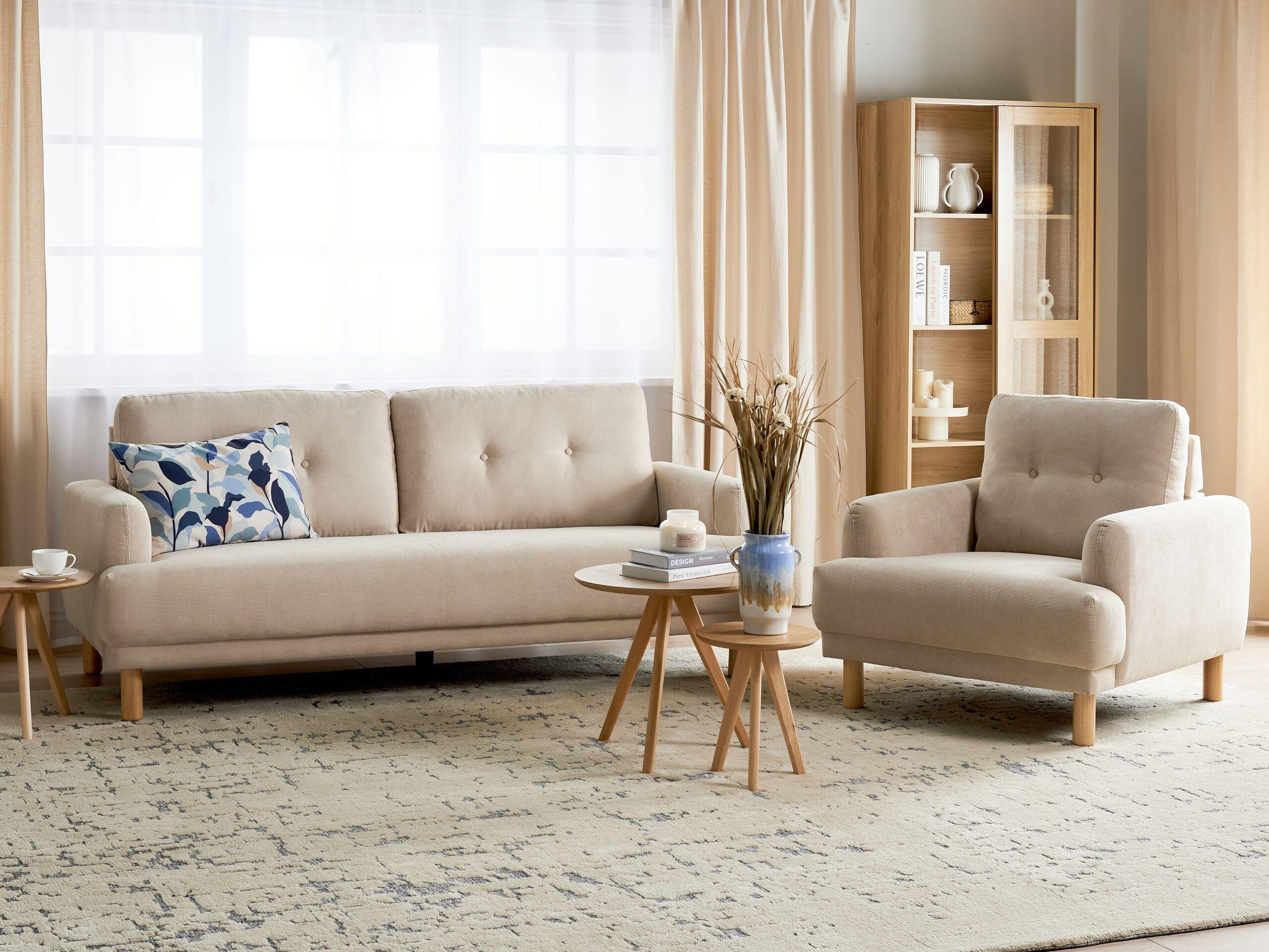 Beliani Wohnzimmer Set aus Cord Retro TUVE