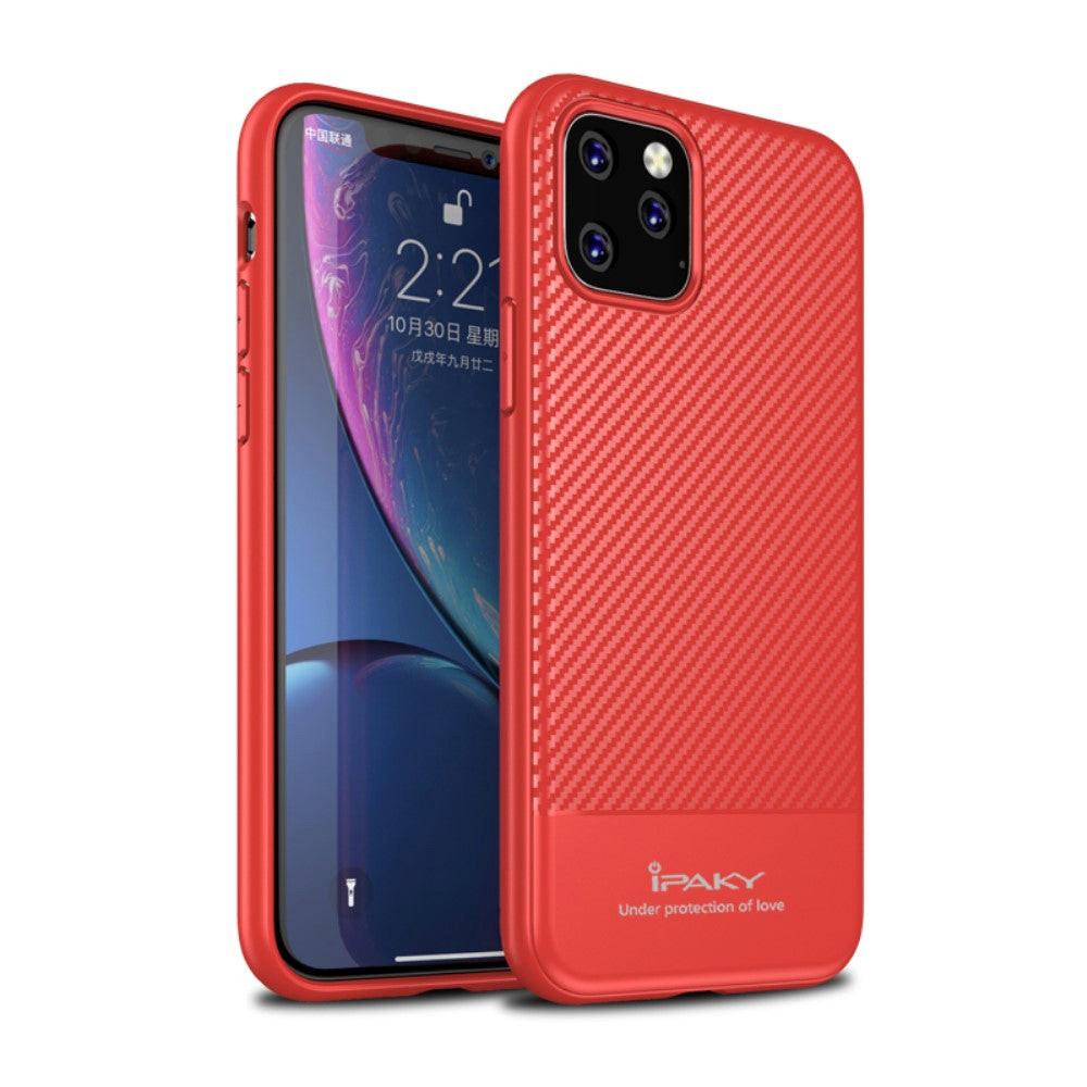 IPAKY iPhone 11 Pro Max - Ipaky Silikon Carbon Gummi Case Rot