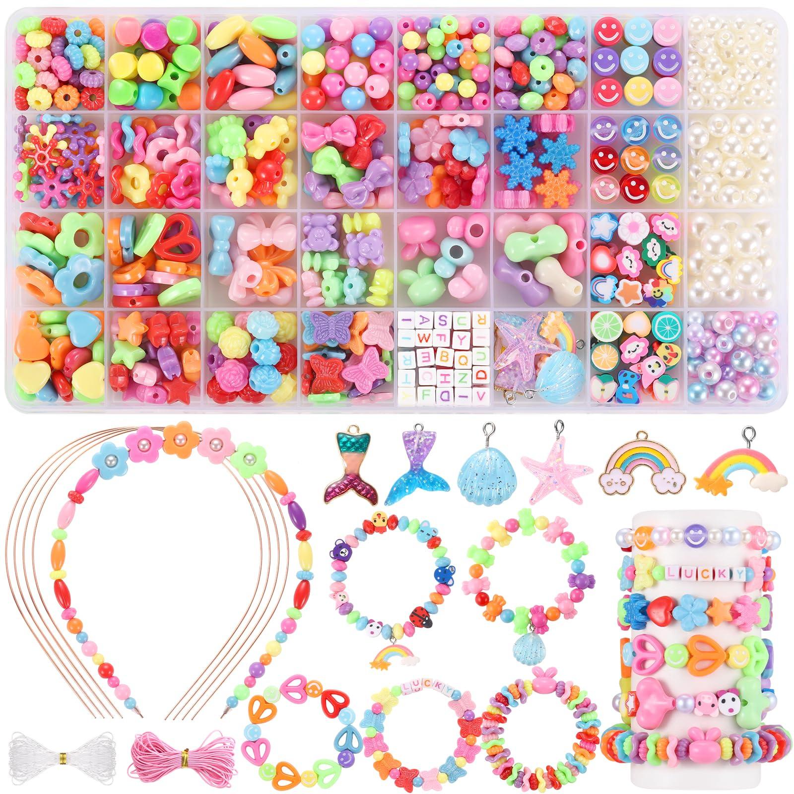 Activity-board Perlen zum Auffädeln, 32 Arten von Perlen für Armbänder Schmuck, Perlen-Set Handwerk Kit Kinder, DIY Freundschaft Armbänder Armbänder do it yourself