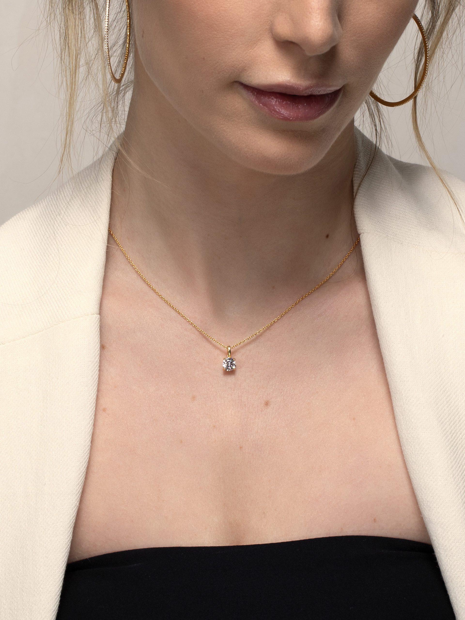 PHANTASYA Kette mit Zirkonia Anhänger 6mm 1893 Vergoldet