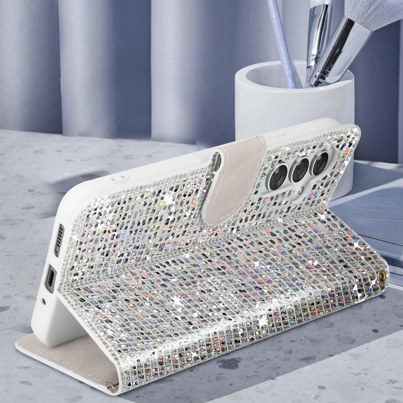 Avizar Glitter-Hülle Samsung A54 5G Silber