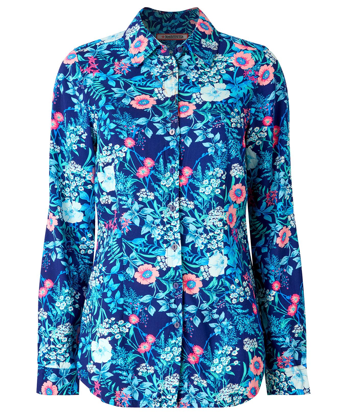 Joe Browns Knitterhemd mit hellem Blumenkragen