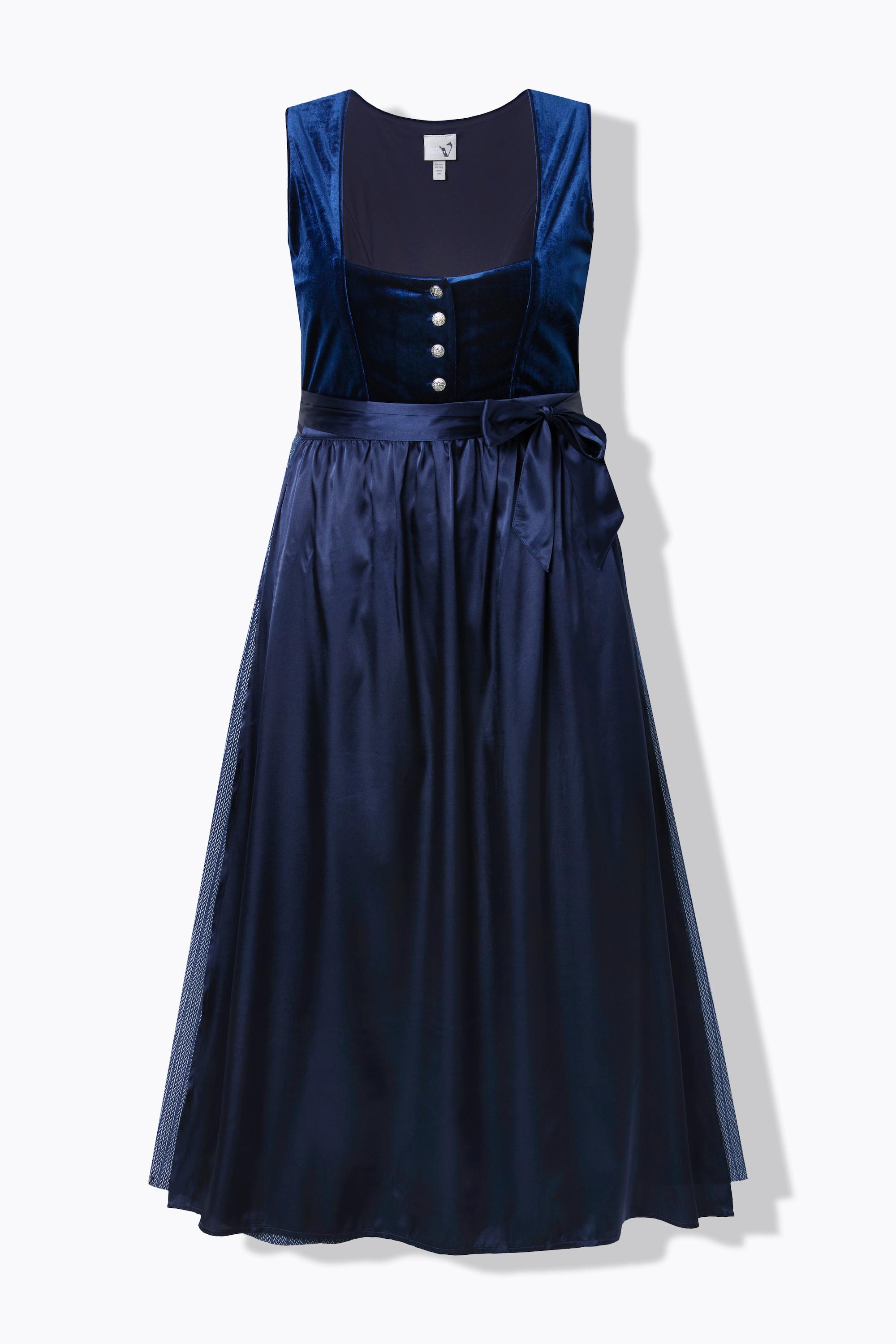 Ulla Popken Dirndl Stretch-Samt Carré-Ausschnitt Ärmellos