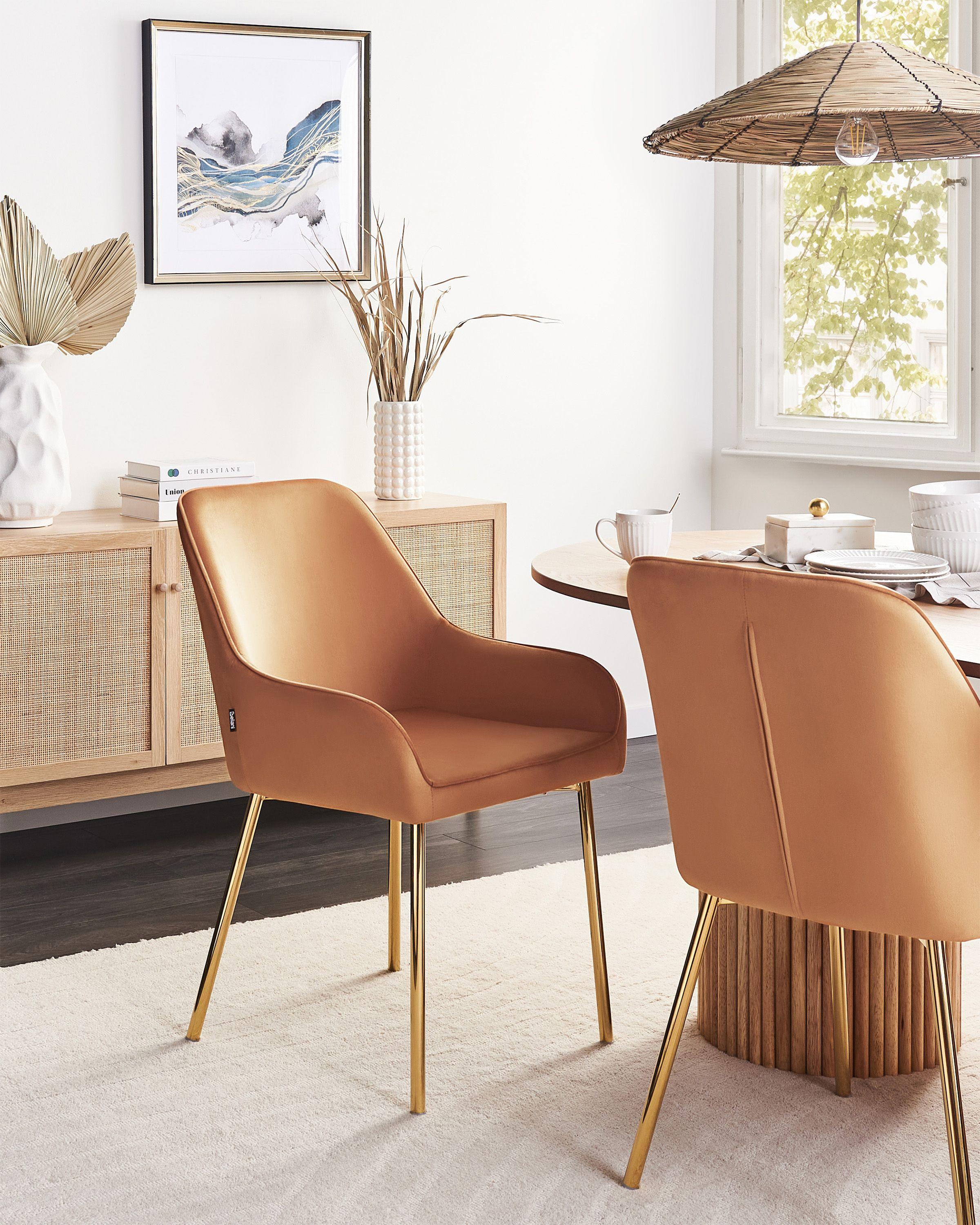 Beliani Esszimmerstuhl 2er Set aus Samtstoff Retro LOVERNA