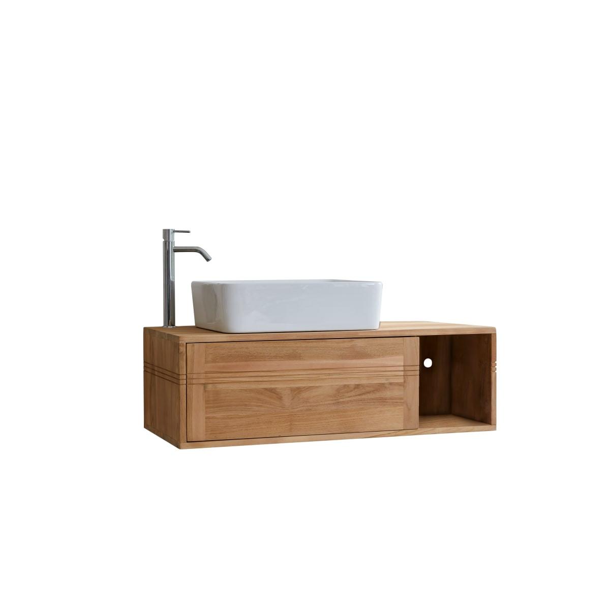 Tikamoon Waschtischunterschrank aus massivem Teakholz 95 cm Basic