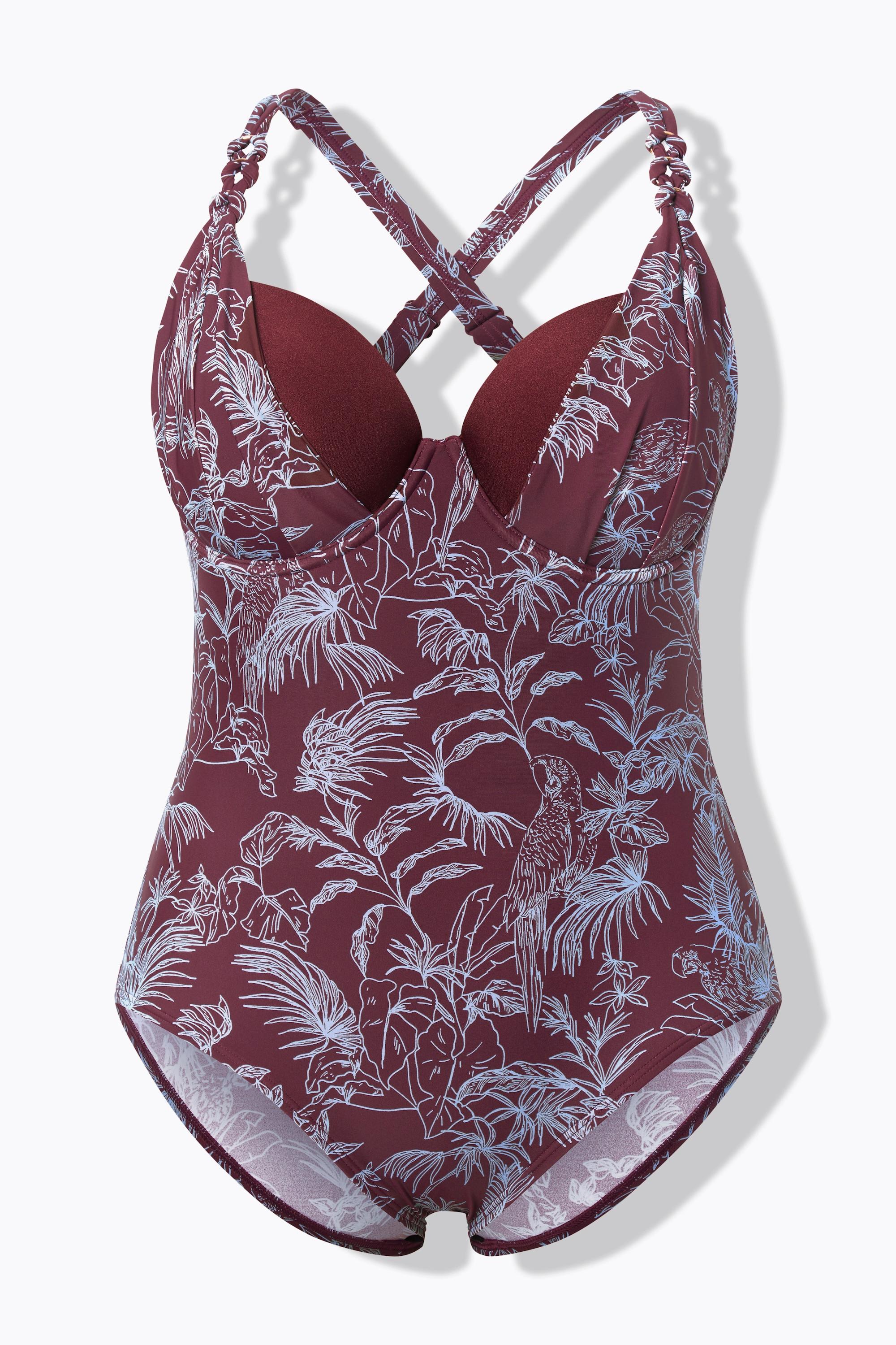 Ulla Popken Badeanzug, Dschungel, Softcups, Bügel, recycelt