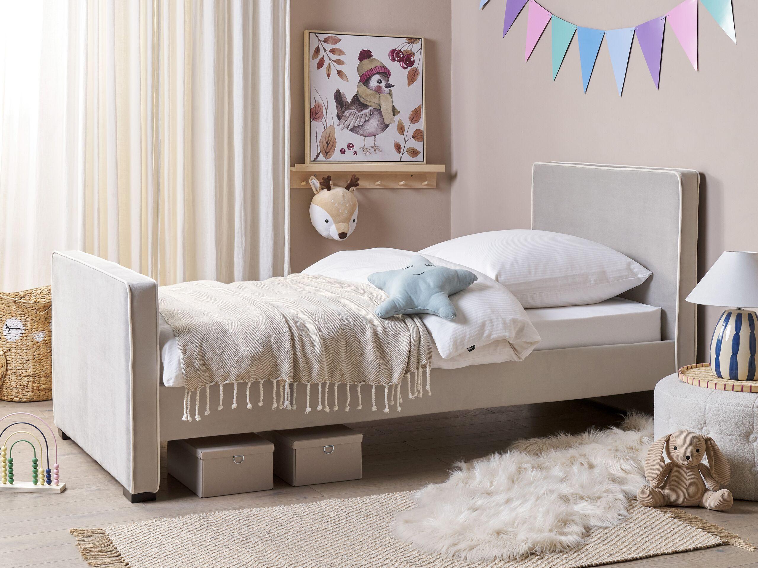 Beliani Bett mit Lattenrost aus Samtstoff Klassisch TEENIE