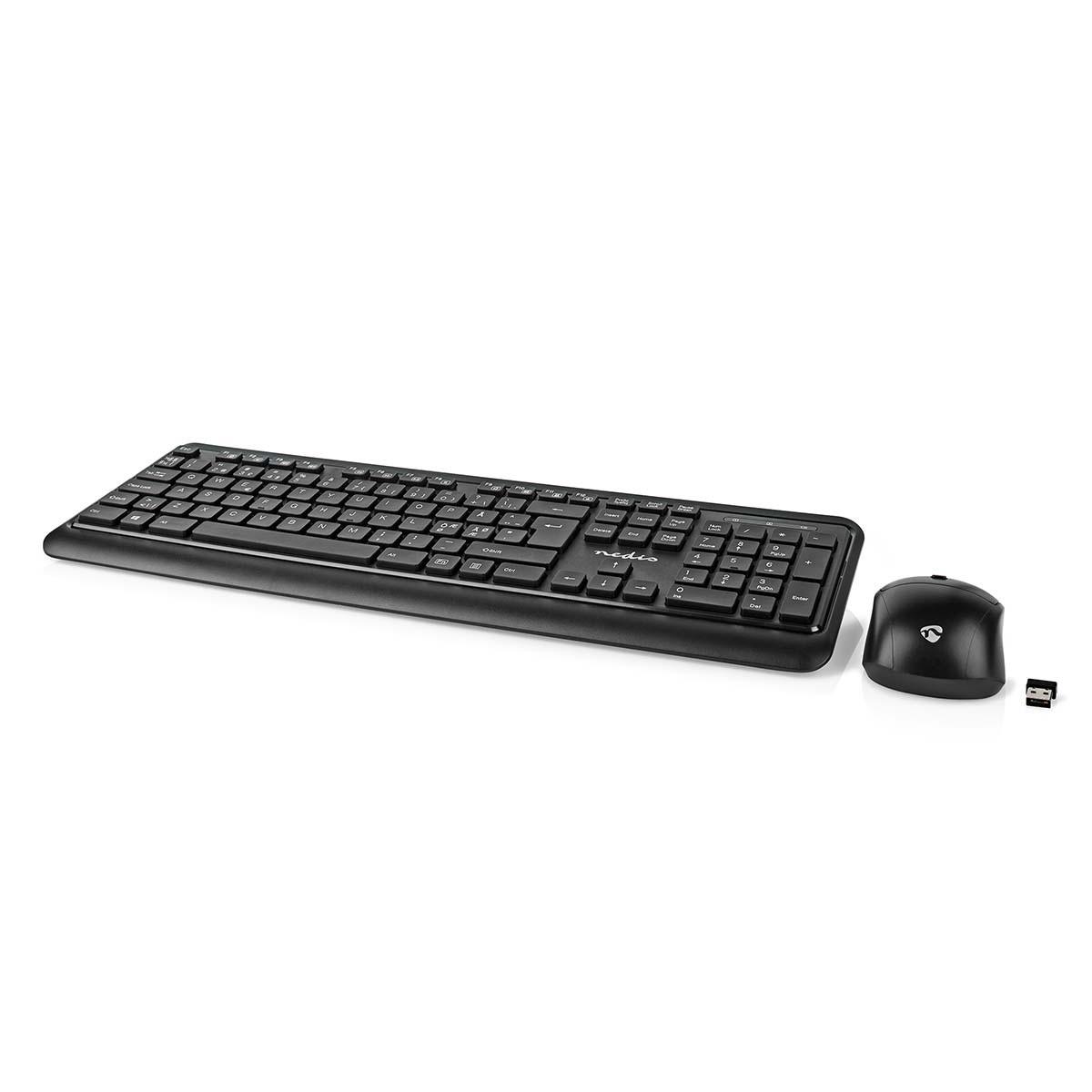 Nedis Maus und Tastatur | Kabellos | Maus- und Tastaturanschluss: USB | 800 / 1200 / 1600 dpi | Einstellbare DPI | QWERTY | ND Layout