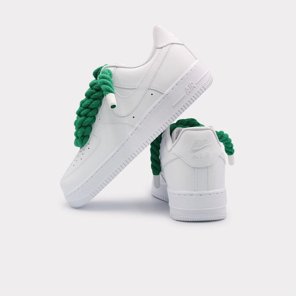 NIKE Air Force 1 White - Rope Lace Green