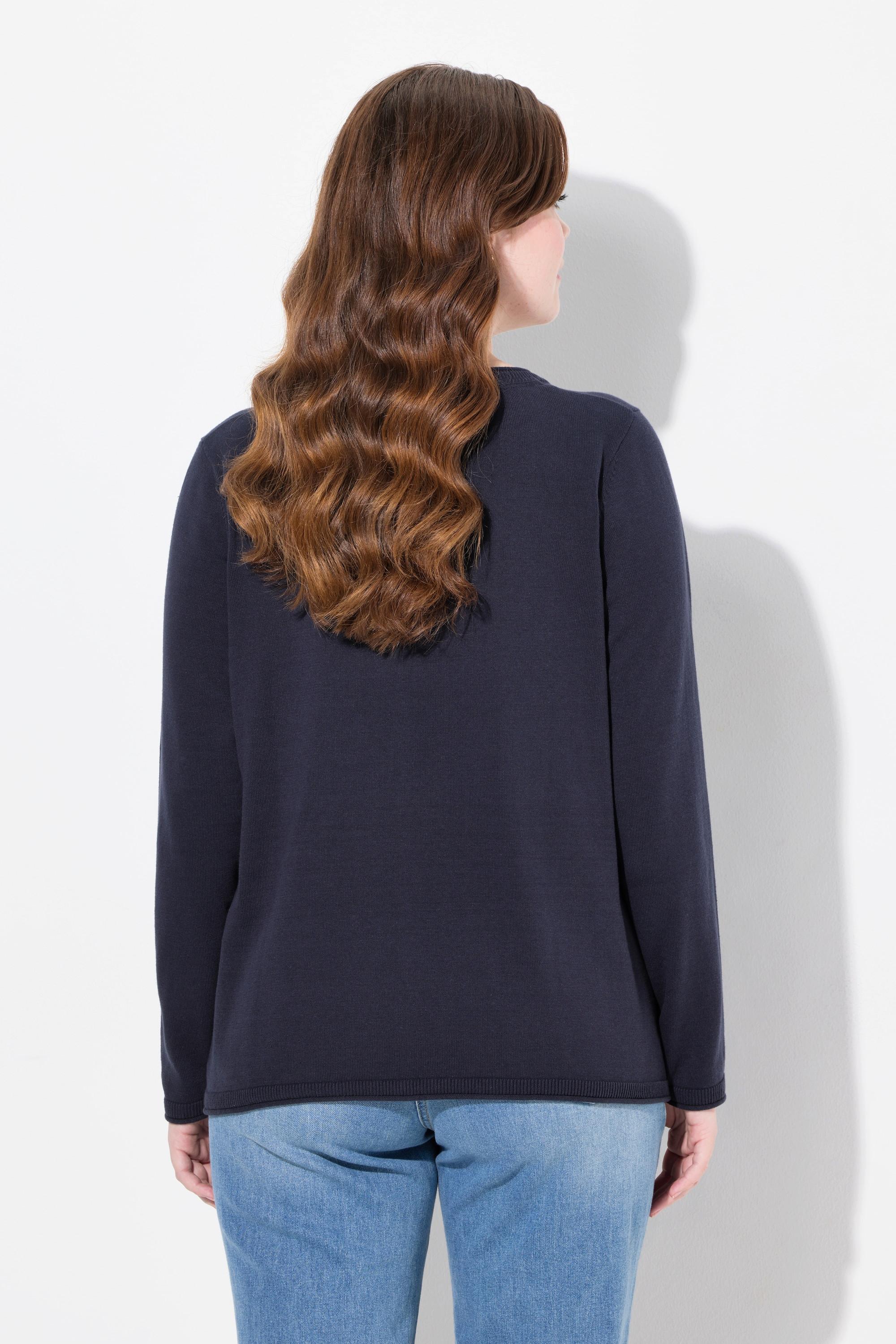 Ulla Popken Pullover, Fruchtmotiv, Rundhals, Langarm, Biobaumwolle