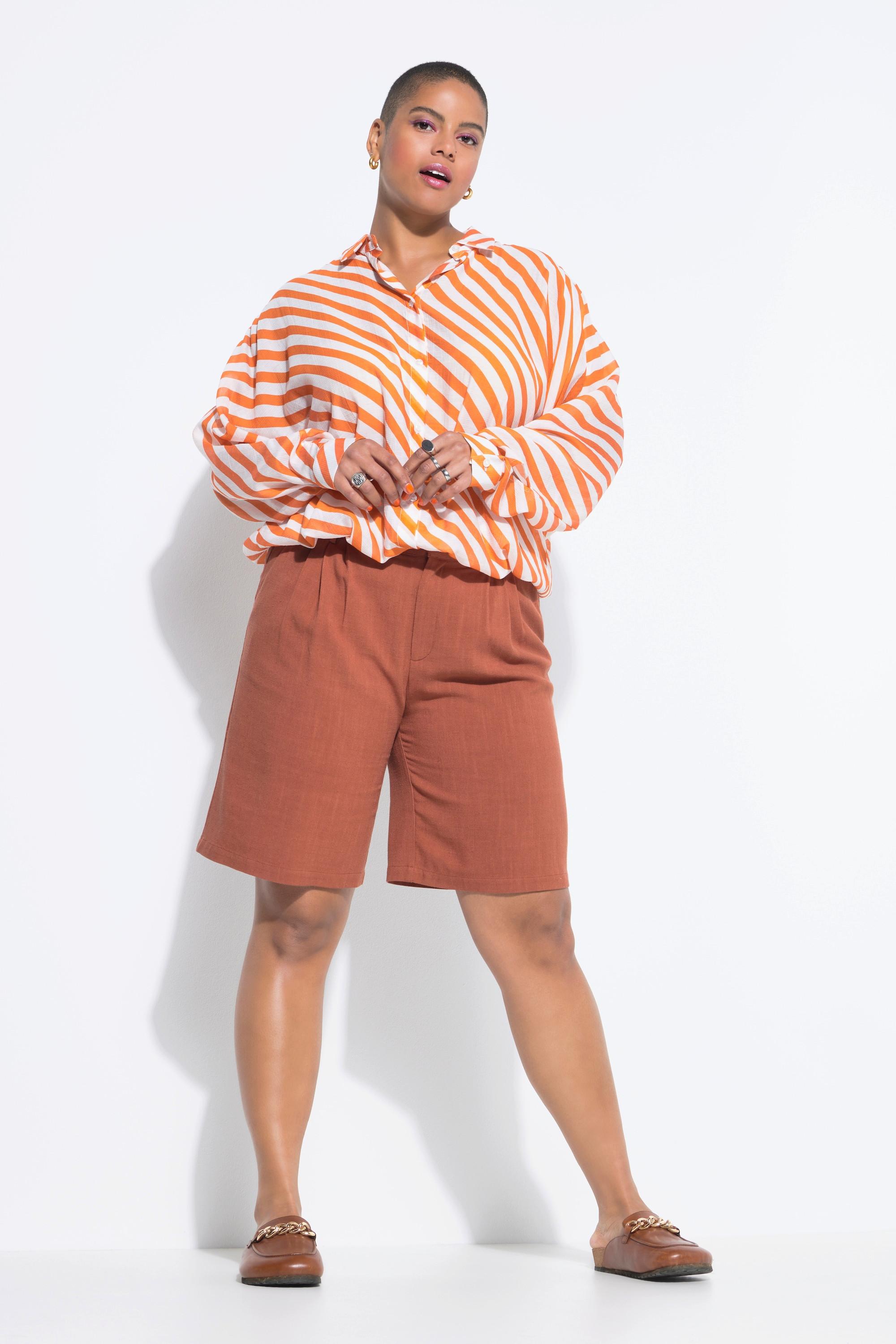 Studio Untold Leinenmix-Bermuda, Wide Legs, Elastikbund