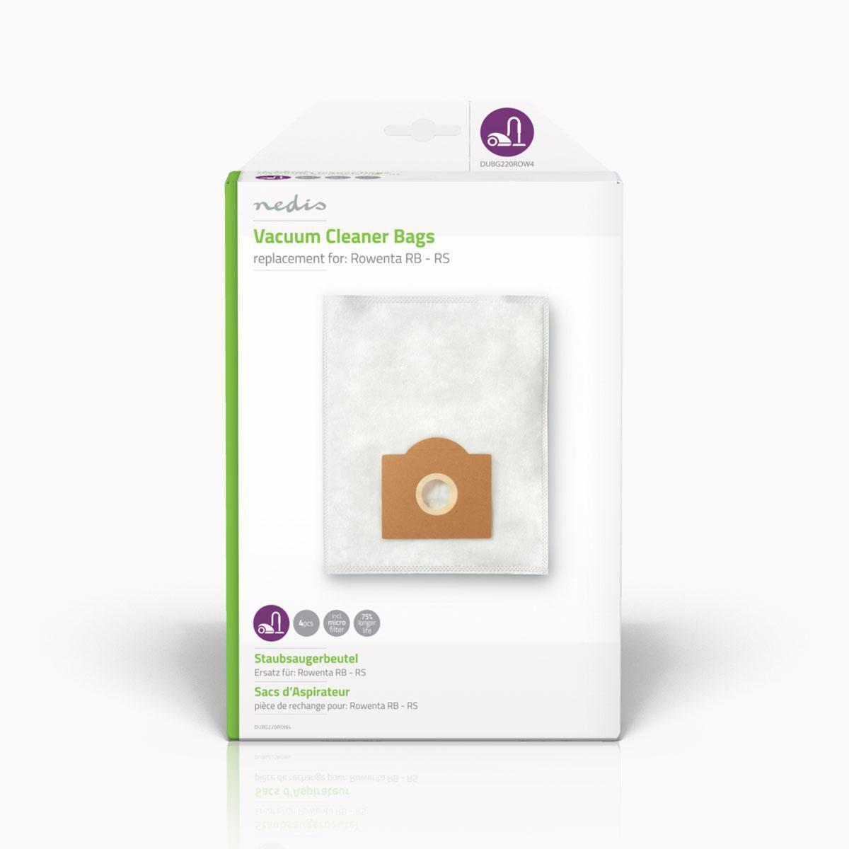Nedis Staubsaugerbeutel | 4 Stk. | Synthetisch | Am beliebtesten für: Rowenta RB - RS | Weiß
