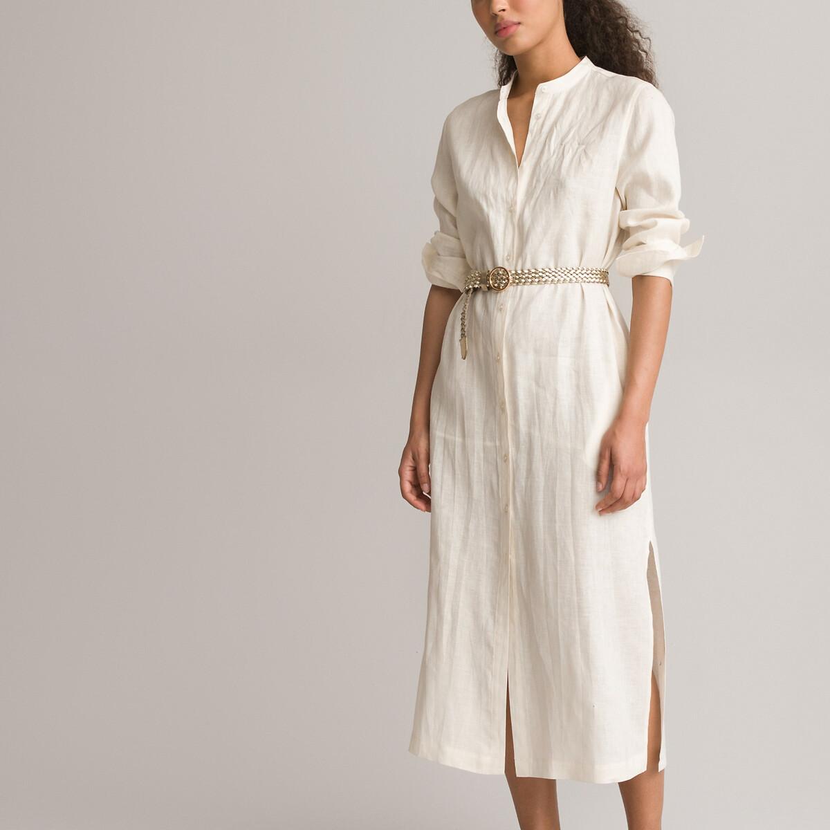La Redoute Collections Langärmeliges Leinen Maxikleid