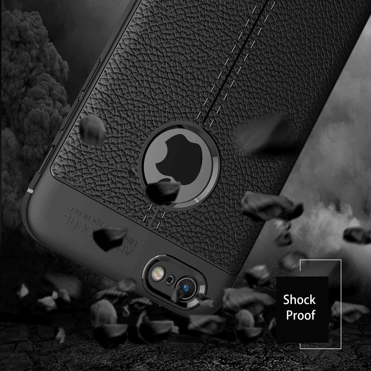 Cadorabo Hülle für Apple iPhone 6 6S TPU Silikon mit Kunstleder-Applikation