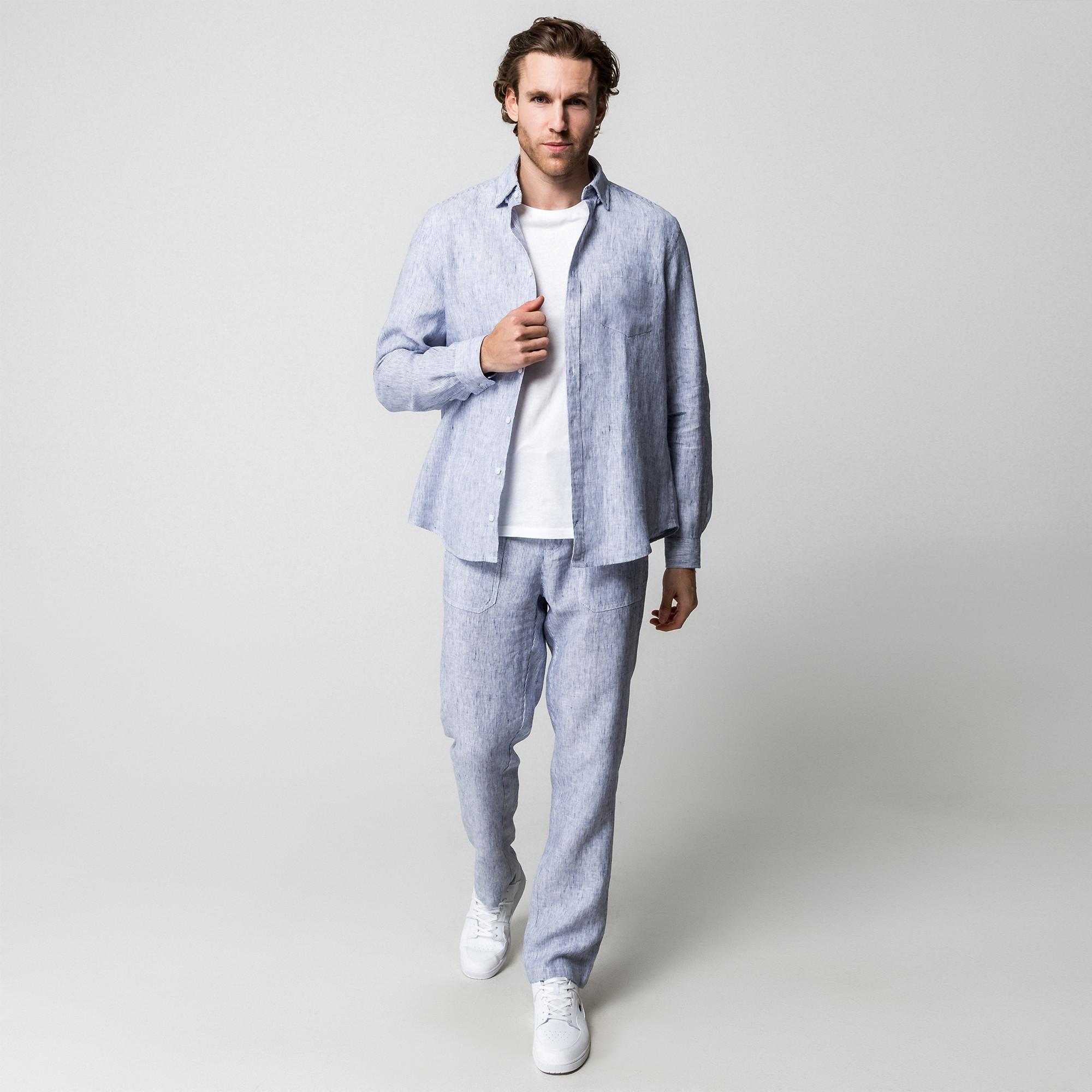 Manor Man Gestreiftes Oversized Langarm Overshirt