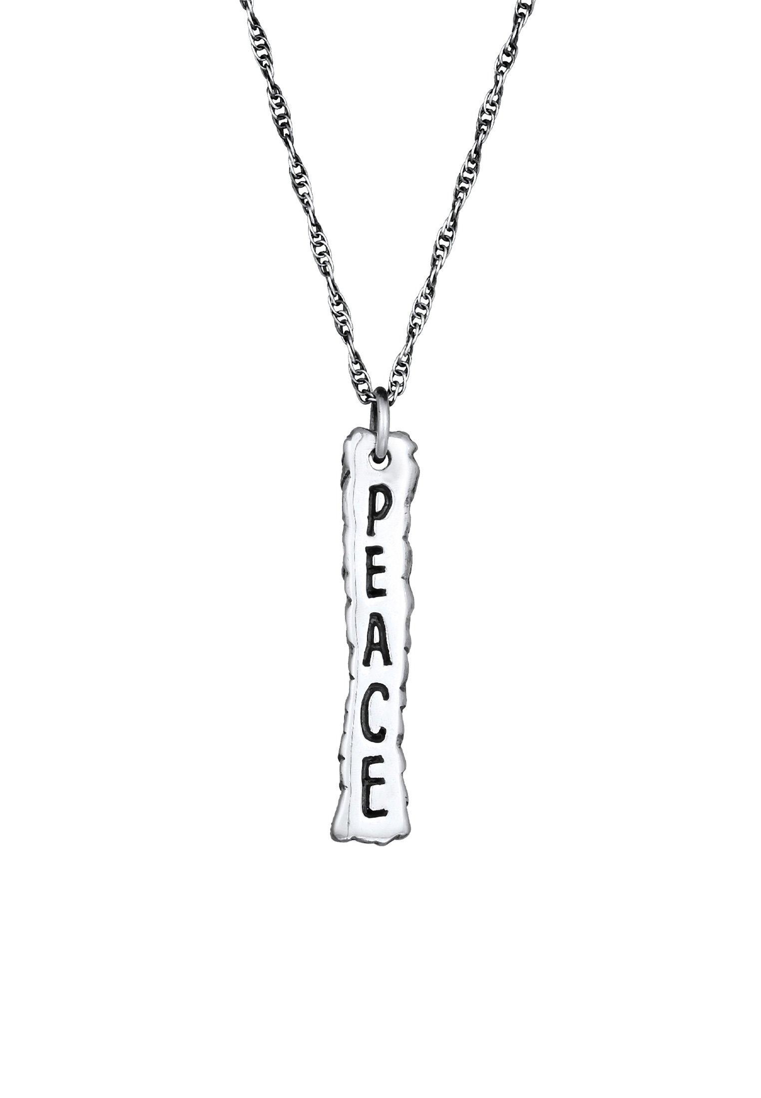 Kuzzoi Halskette Peace Friedenszeichen Figarokette 925 Silber