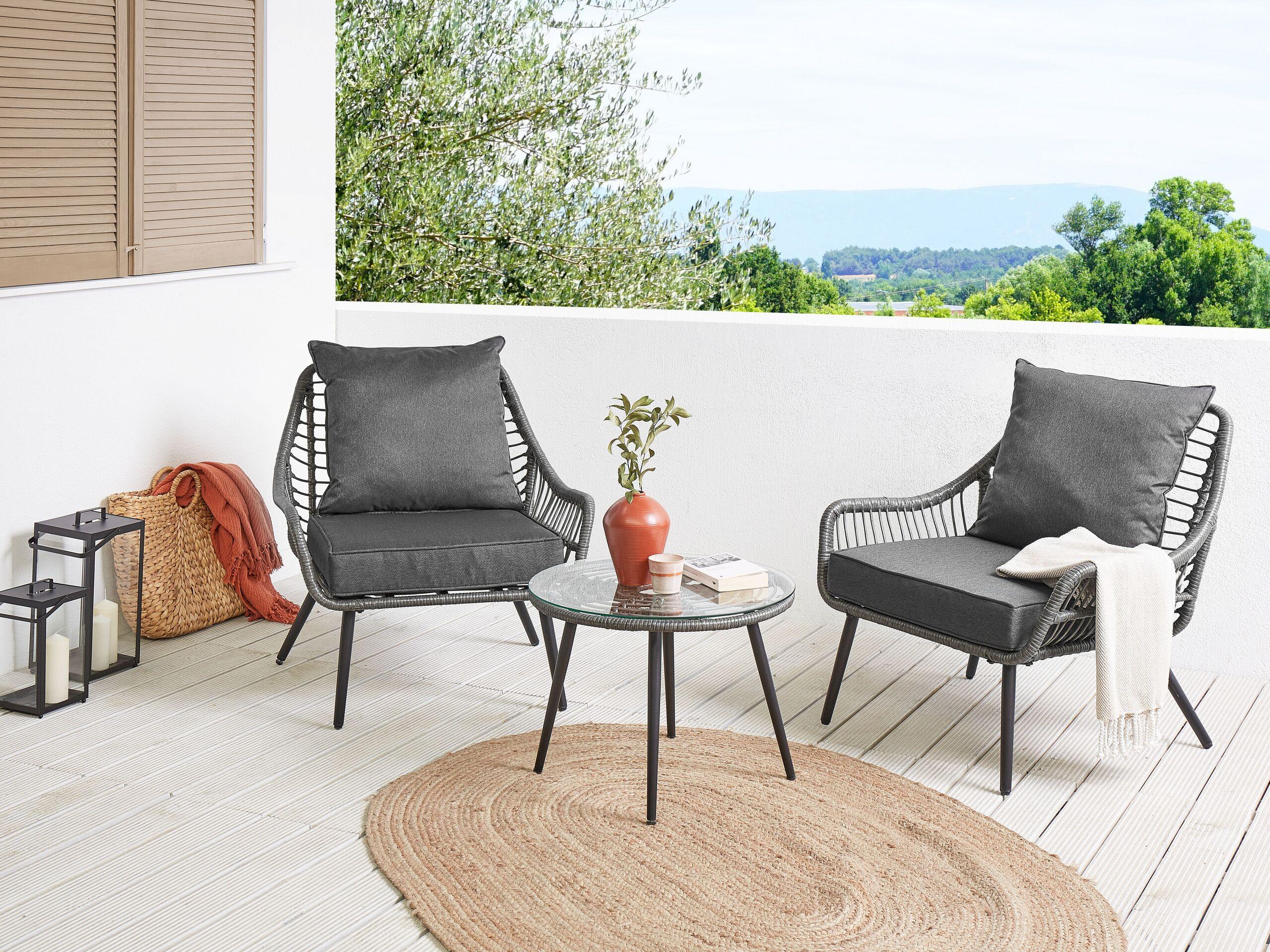 Beliani Bistro Set aus PE Rattan Boho LAURETO
