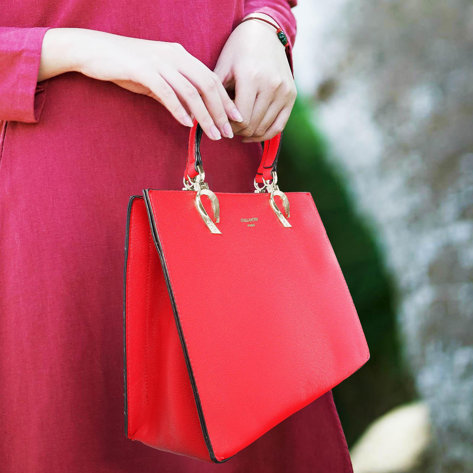 Gallantry Rote Handtasche aus genarbtem Kunstleder