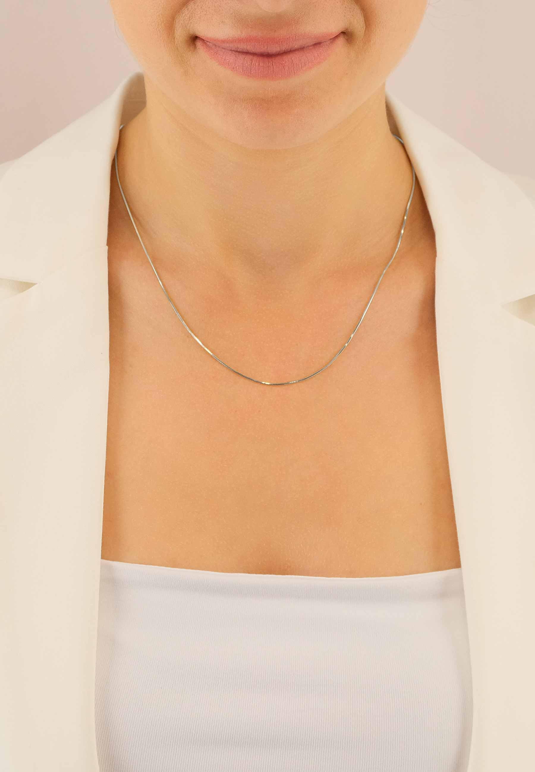 MUAU Schmuck Collier Schlange Weissgold 750, 1mm, 45cm