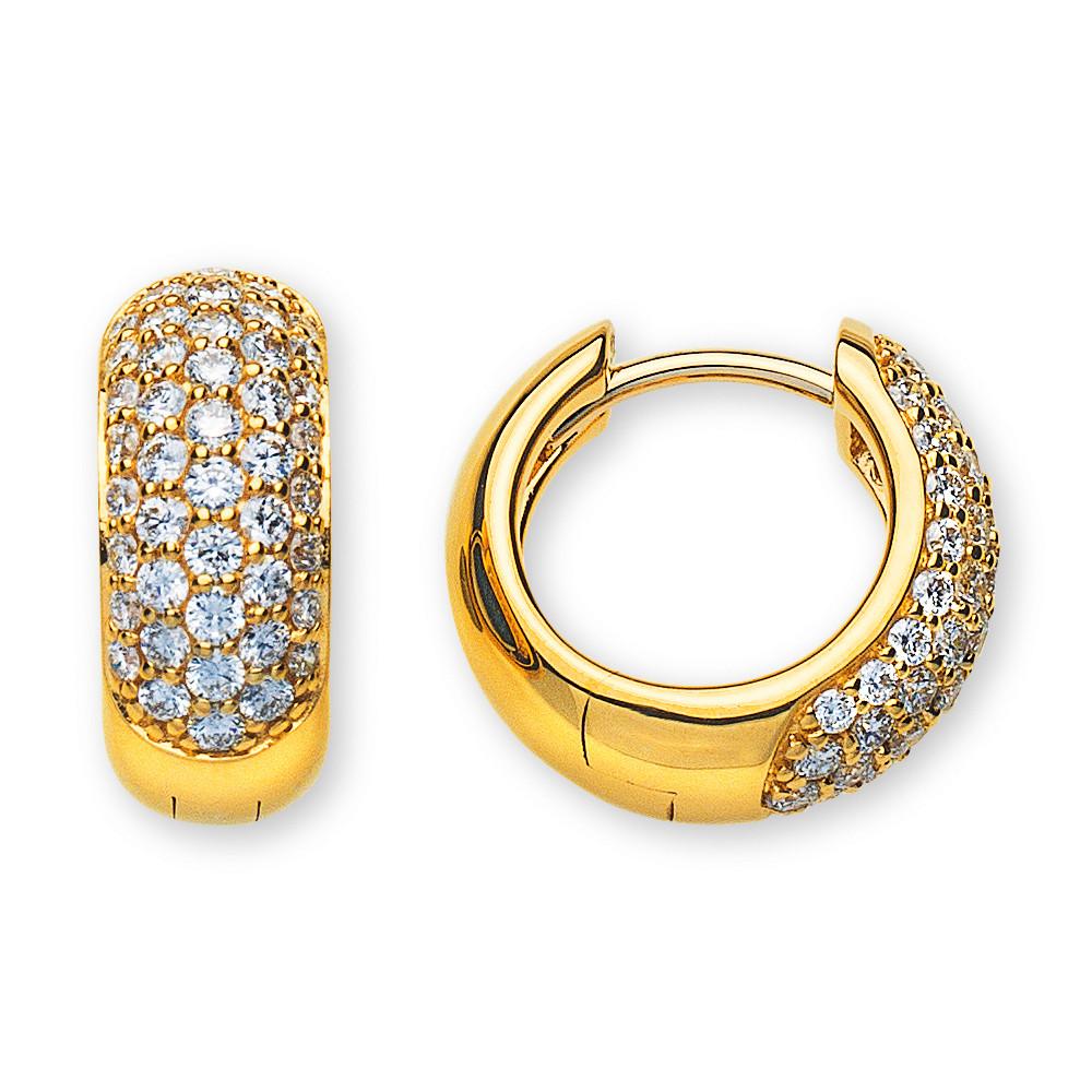MUAU Schmuck Creolen Gelbgold 750 Brillanten 0.83ct. Scharnier 13.5x5.7mm