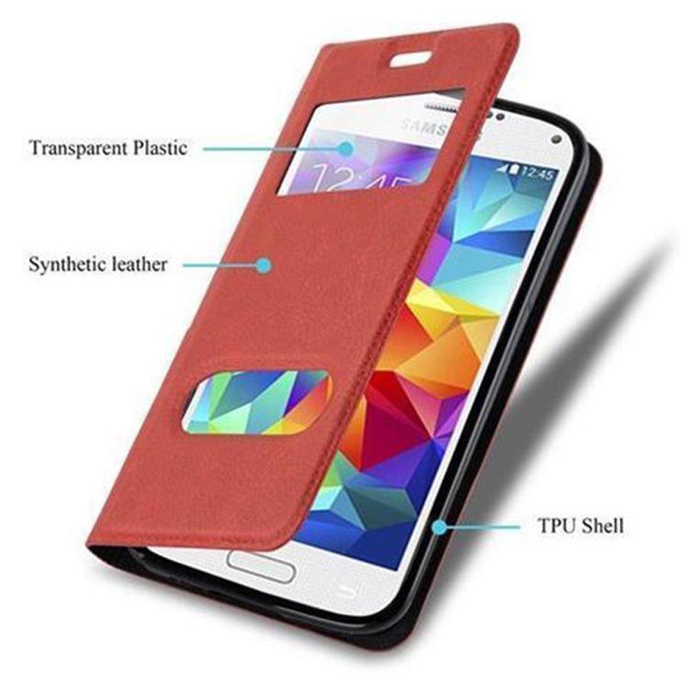 Cadorabo Hülle für Samsung Galaxy S5 / S5 NEO Magnetverschluss, 2 Sichtfenstern